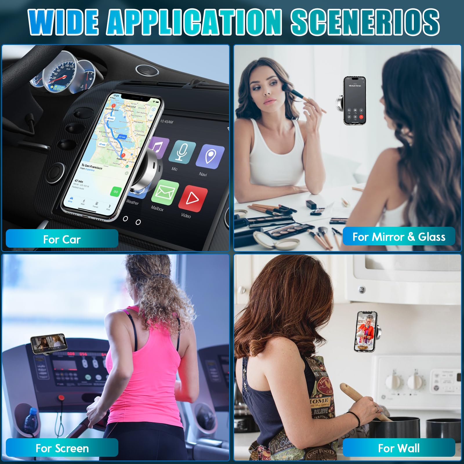 Vacuum Magnetic Suction Cup Phone Mount,360-Degree Rotatable Suction Cup Magnetic Phone Mount Holder For All Phones Universal Ca