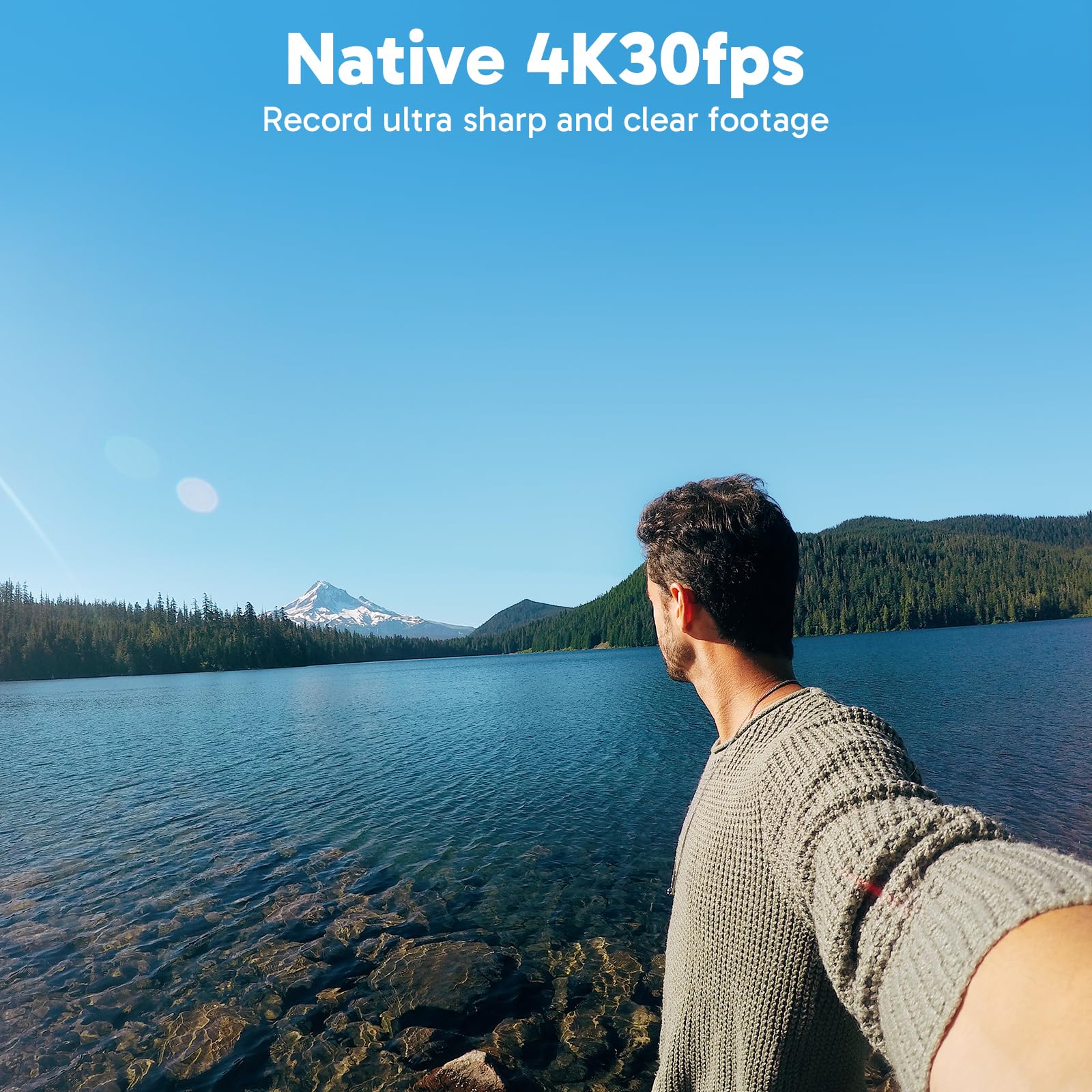 Akaso V50X Native 4K30Fps Wifi Action Camera With Eis Touch Screen 4X Zoom 131 Feet Waterproof Camera Support External Mic Remot