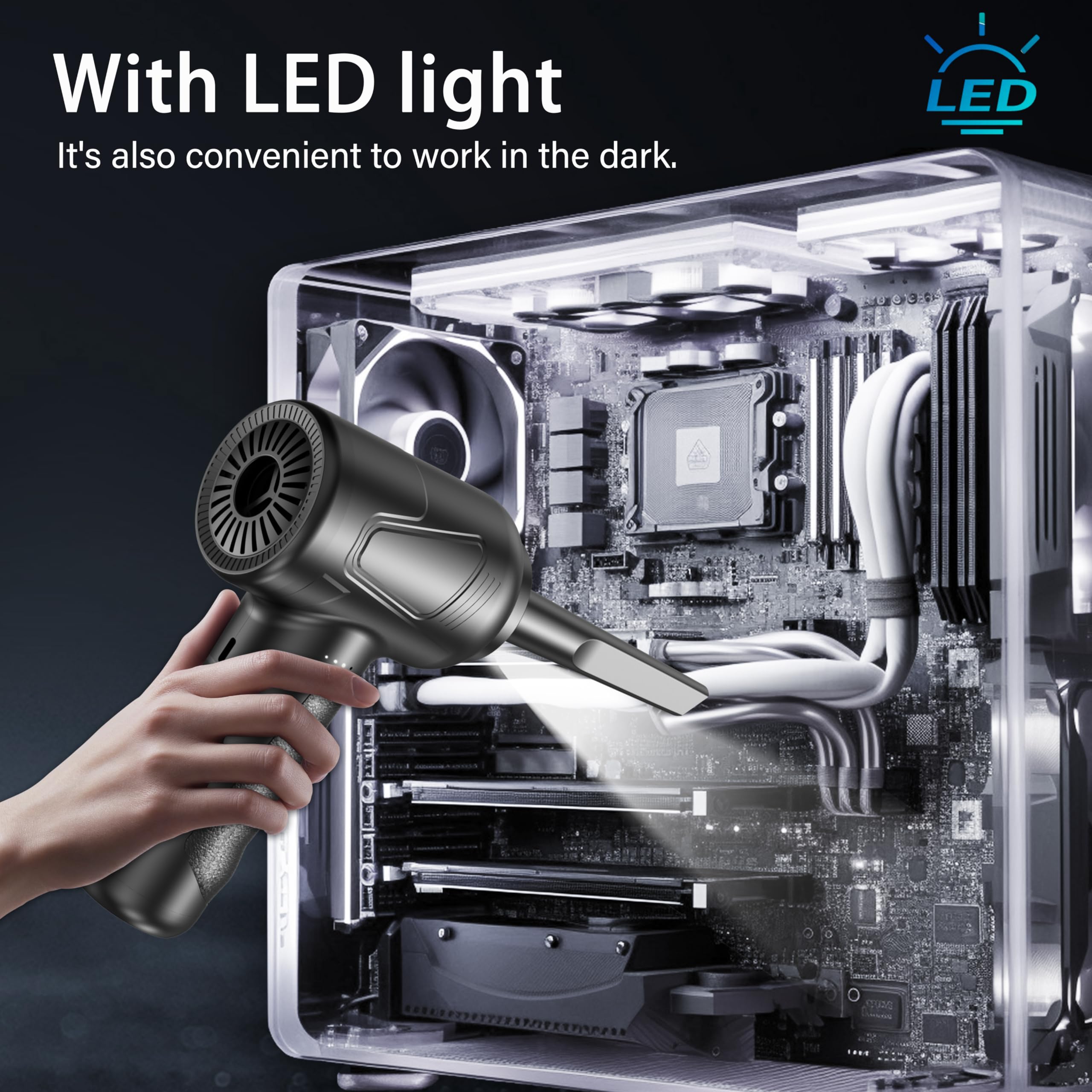 Compressed Air Duster 4.0,Cordless Air Blower,Electric Air Duster For Cleaning Keyboard&Pc,Air Cleaning Kit, 3 Speed Duster Clea