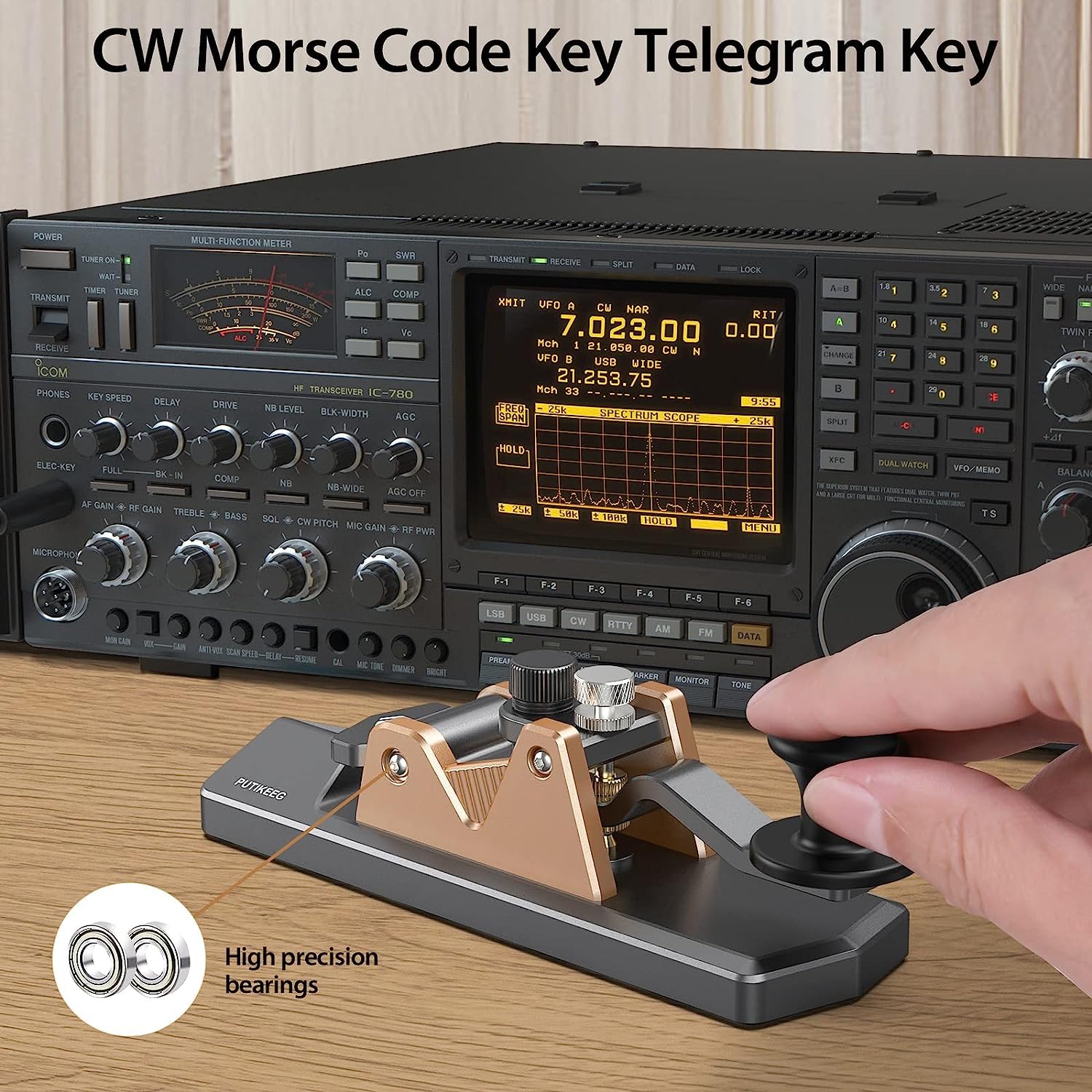 Mini Cw Key Morse Radio Ham Big Double Paddle Morse Code Key Aluminum Alloy Body With Speaker Base Grey
