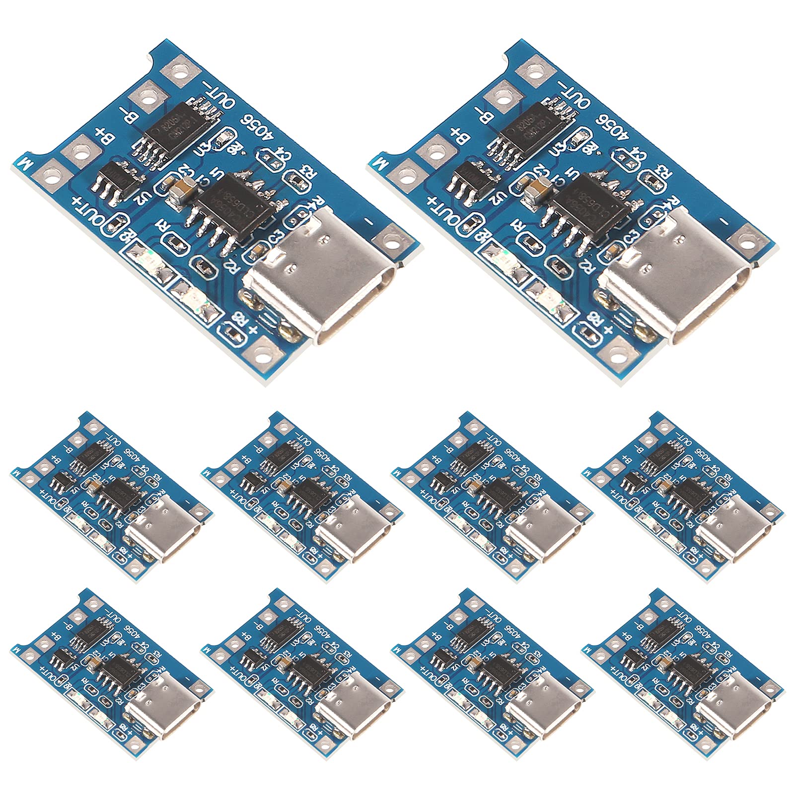 Aitrip 10Pcs Tp4056 Type C Usb 5V 1A 18650 Lithium Battery Charger Module Charging Board With Dual Protection Functions (10Pcs T