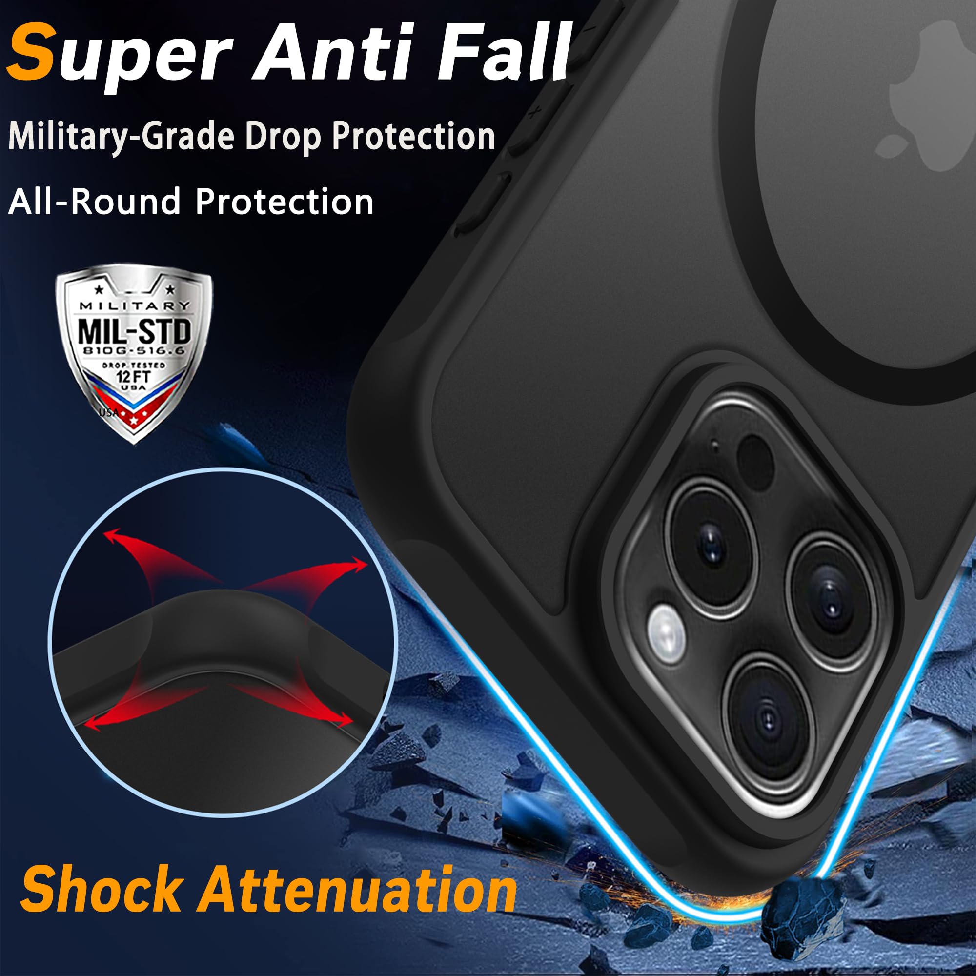 Pinlisheng 2024 Magnetic For Iphone 16 Pro Max Case,Compatible With Magsafe,Military Grade Drop Tested,Shockproof Matte Transluc