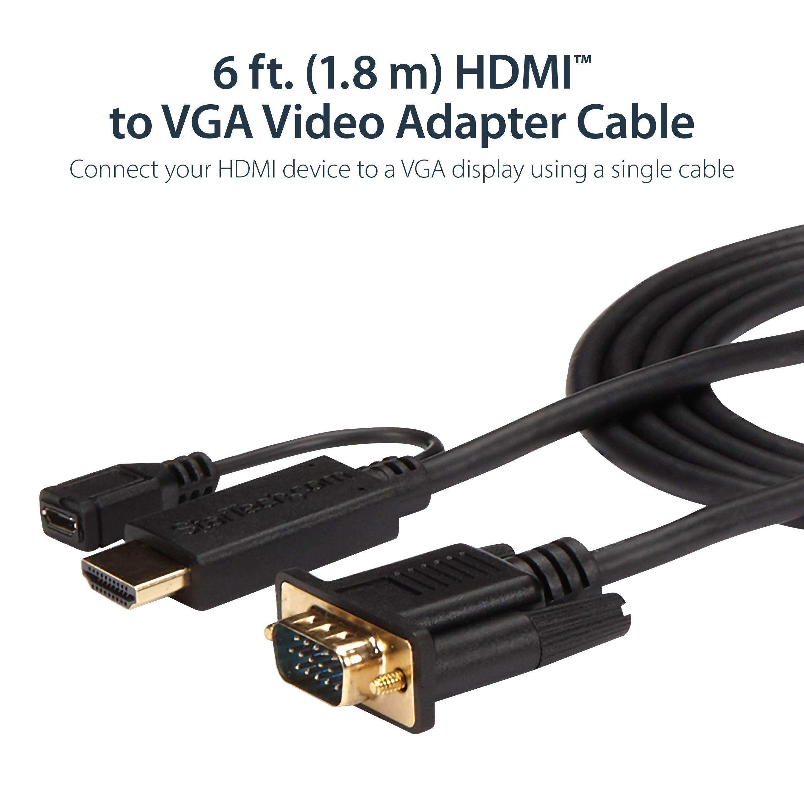 Startech.Com Hd2Vgamm6 Hdmi To Vga Adapter With Intergrated 6 Foot Cable   Black   1920X1200 / 1080P [Parallel Import]