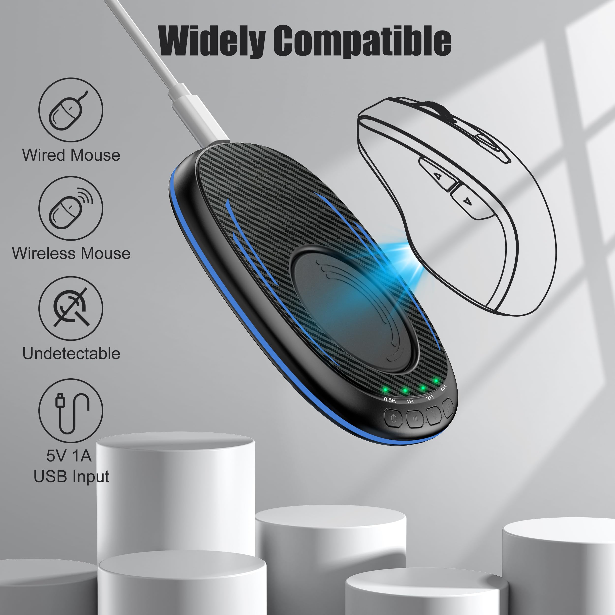 Vkarood Ultra Slim Mouse Mover Device Undetectable With Timer, Ultra Silent Mouse Jiggler With On/Off Switch, Mouse Shaker With