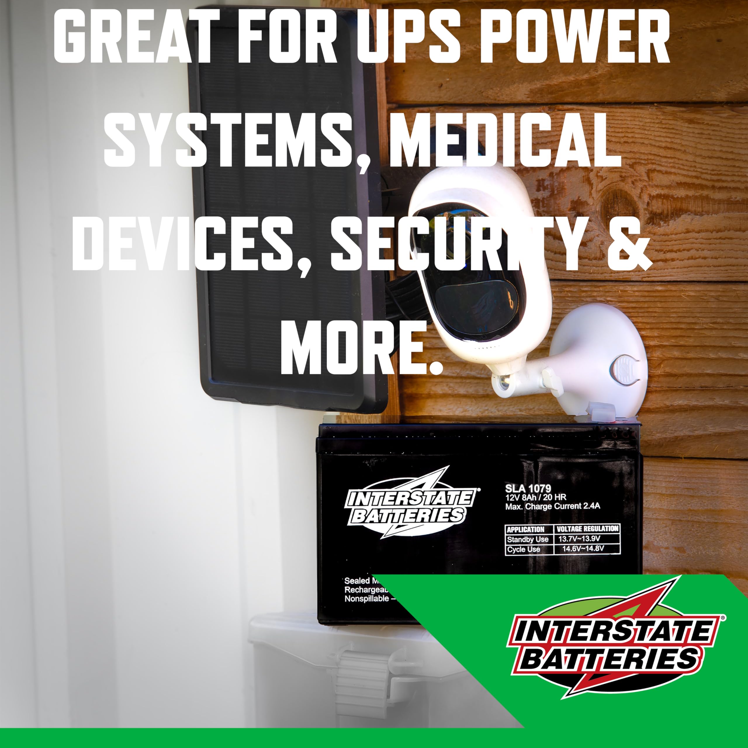 Interstate Batteries 12V 8Ah Battery (Sla1079) Rechargeable Sla, Agm Replacement Battery For Ups Backup Power Systems, Apc Smart