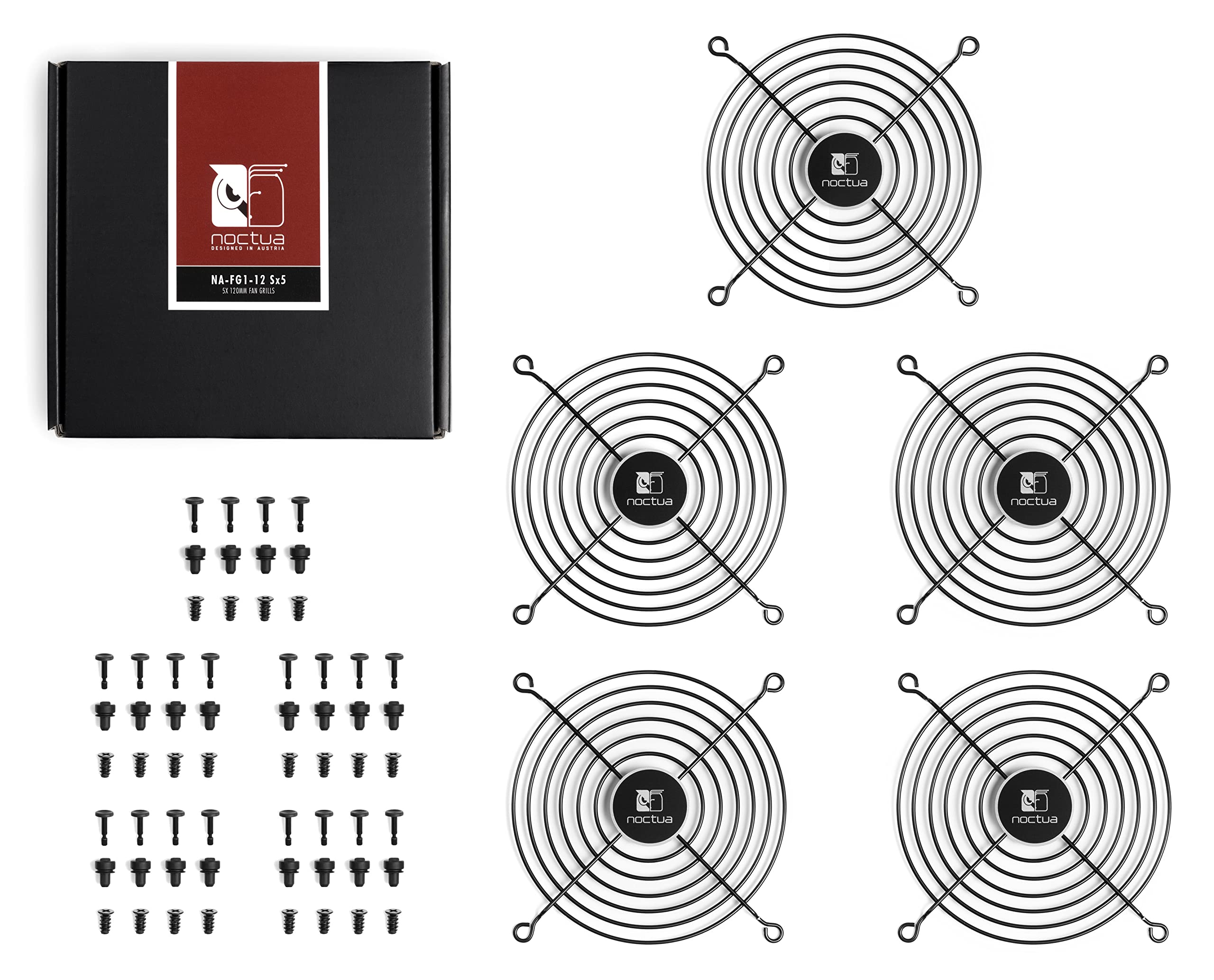 Noctua Na Fg1 12 Sx5, Fan Grills For 120Mm Fans (Set Of 5, Black)