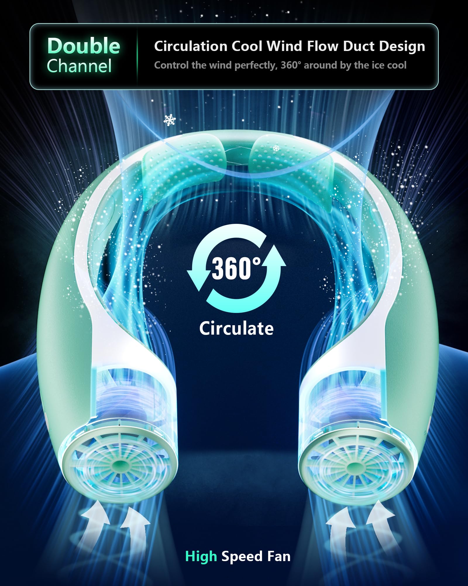 Rohent Neck Fan Portable For Personal: High Power Faster Cooling Neck Fans 4 Speeds Wind   Ultra Quiet Wearable Neck Fan For Tra