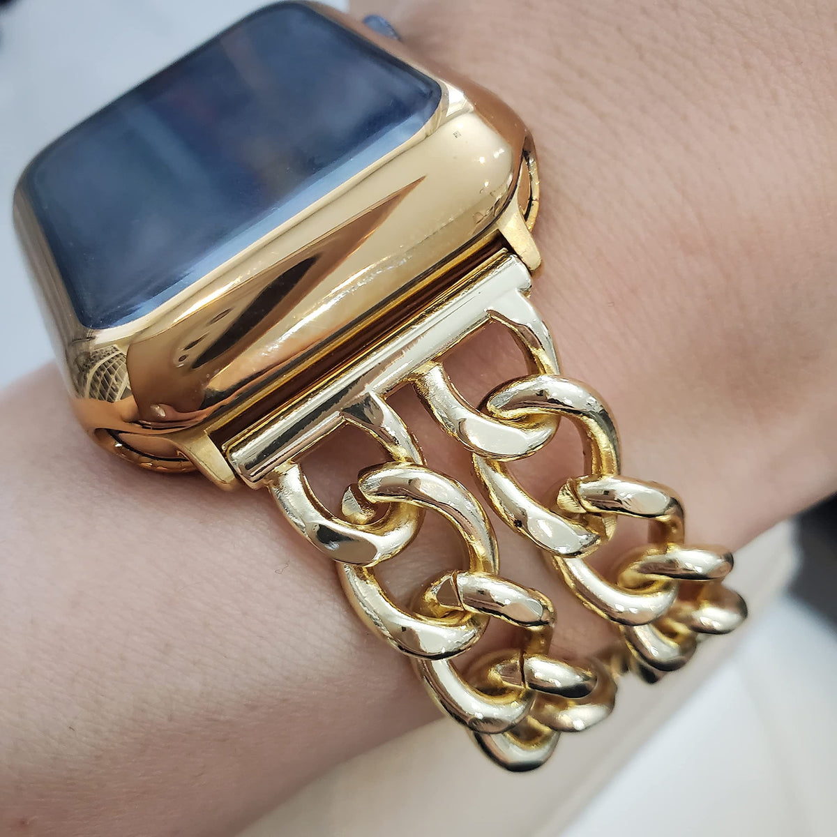 Dsaaplus Compatible With Apple Watch Band 38Mm 40Mm 41Mm 42Mm 44Mm 45Mm 49Mm,Stainless Steel Metal Cowboy Chain Style Replacemen