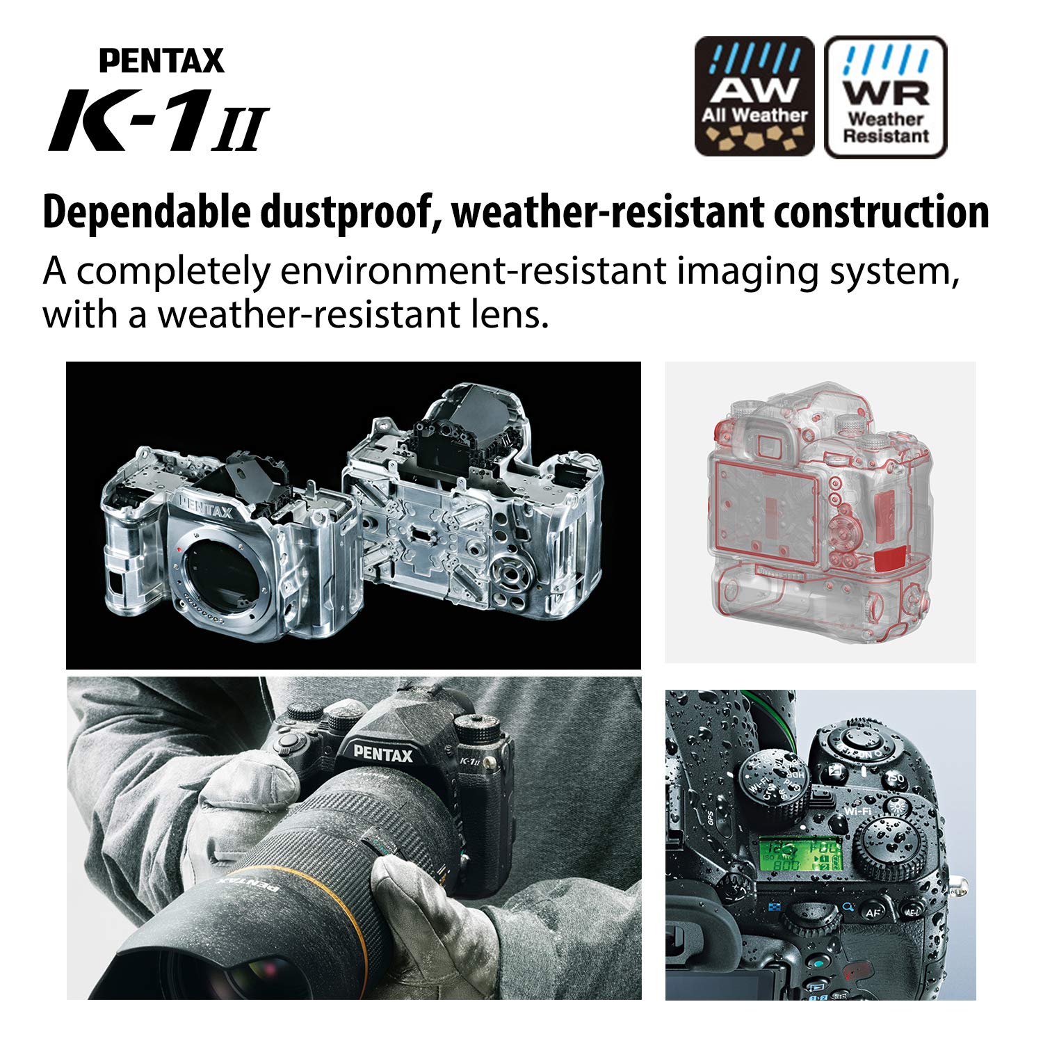 Pentax K-1 Mark Ii Full Frame 36Mp Weather Resistant Dslr With 3.2 Tft Lcd, Black