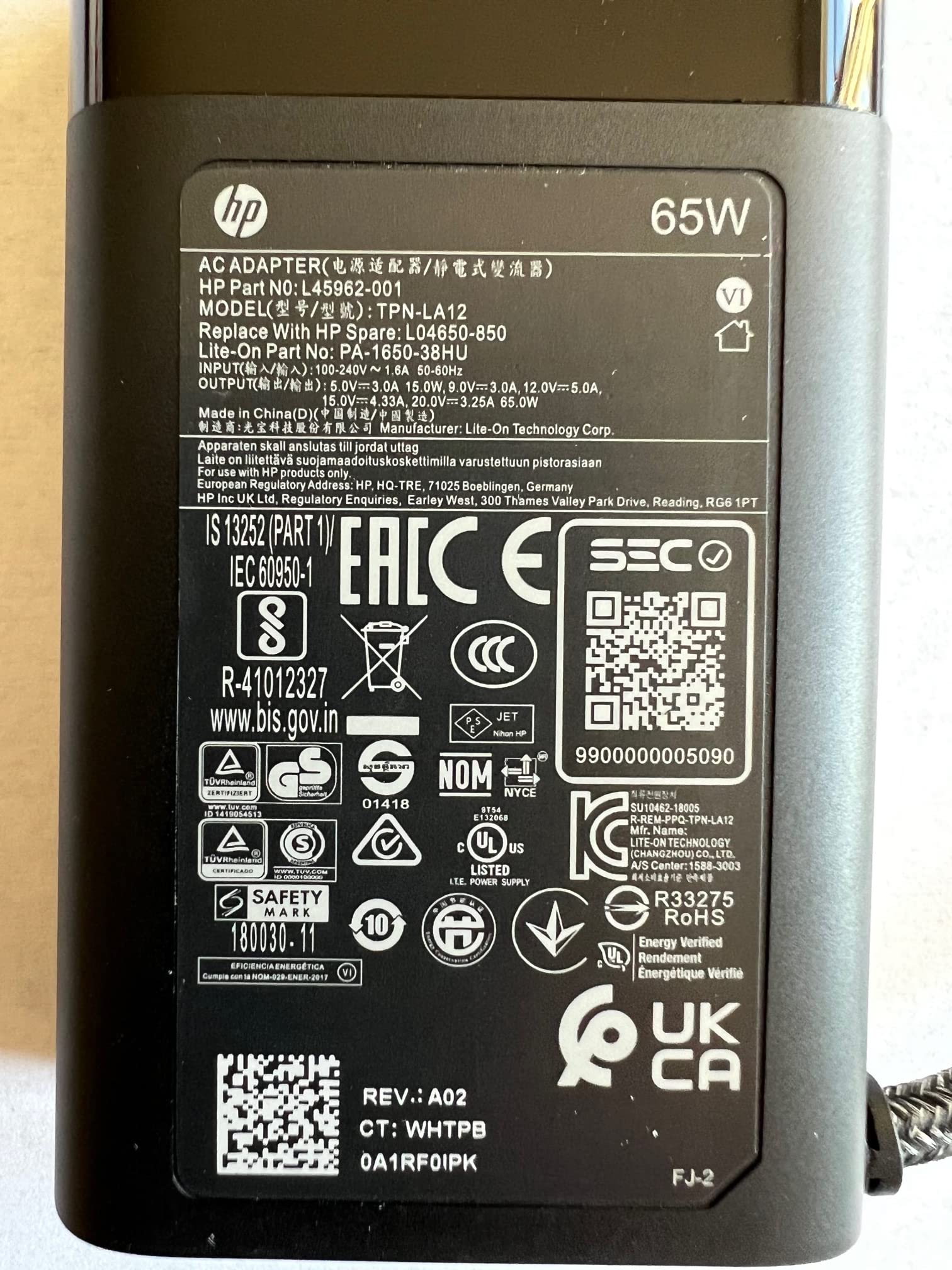 New Replacement Hp 65W Usb C Ac Adapter For Hp Spectre 13 X360 2019 13 Ap Folio 13 Ak0000 Elite X2 1013 G3, Comaptible P/N: L04540 001, L04650 850, Pa 1650 38Ht, Tpn La12