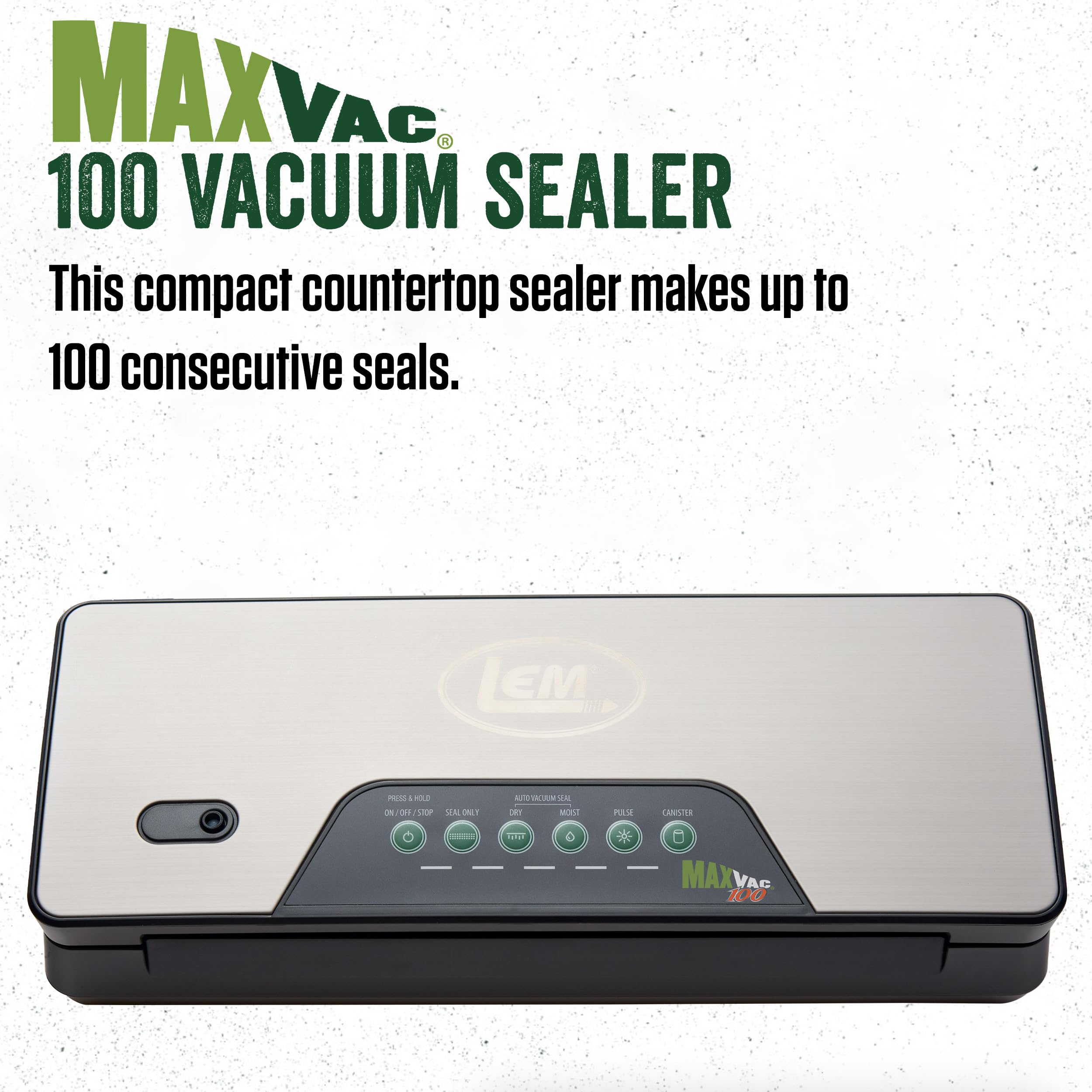 Lem Products Maxvac 100 Plastic Vacuum Sealer With 11.75 Inch Seal Bar, Silver And Black