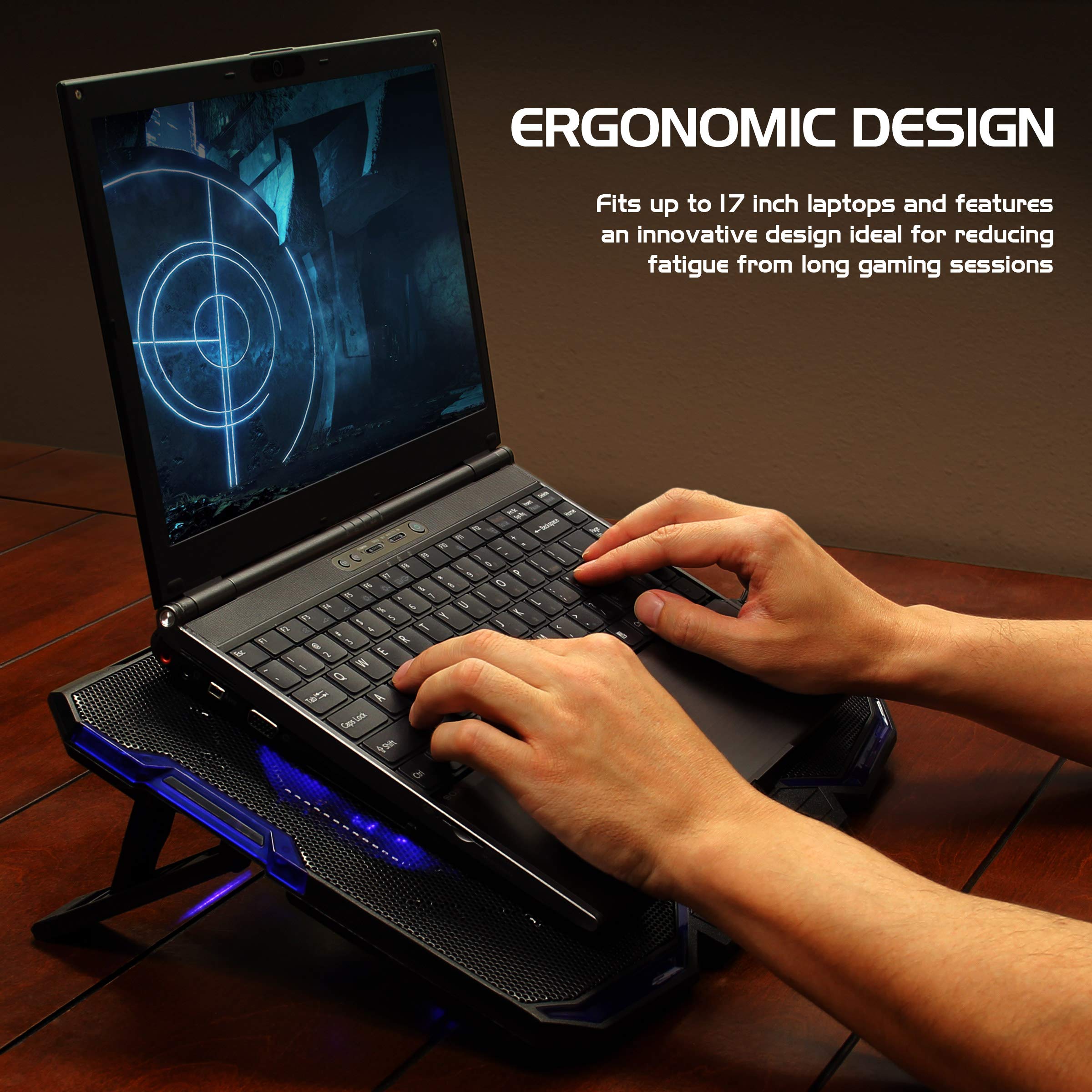 Enhance Cryogen Gaming Laptop Cooling Pad   Fits Up To 17 Inch Computer   Adjustable Laptop Cooling Stand With 5 Ultra Quiet Coo