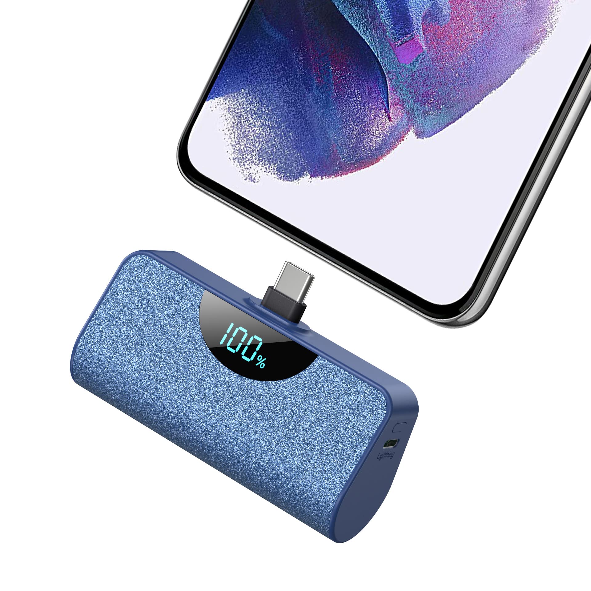 Usb C Portable Charger Power Bank 5200Mah,Ultra Compact Lcd Display Battery Pack Backup Charger Compatible With Iphone 15/15 Plu