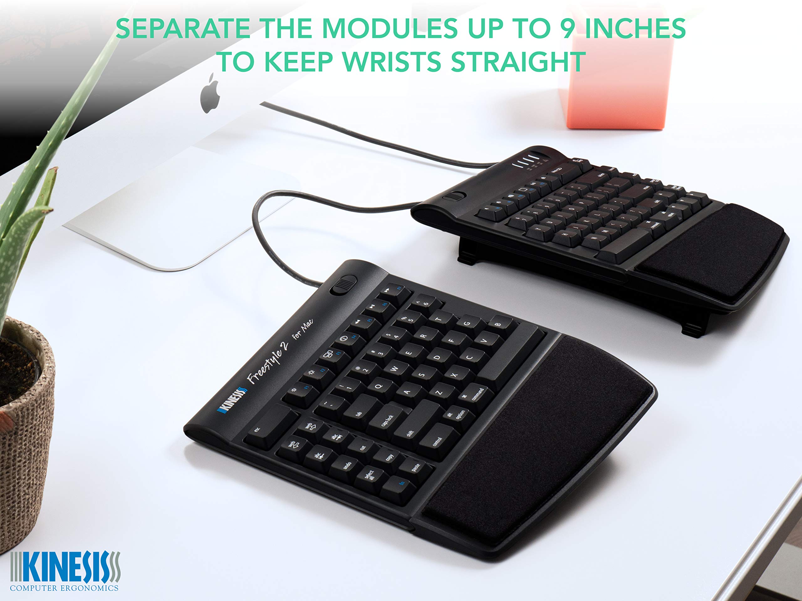 Kinesis Freestyle2 Ergonomic Keyboard W/ Vip3 Lifters For Mac (9'' Separation)