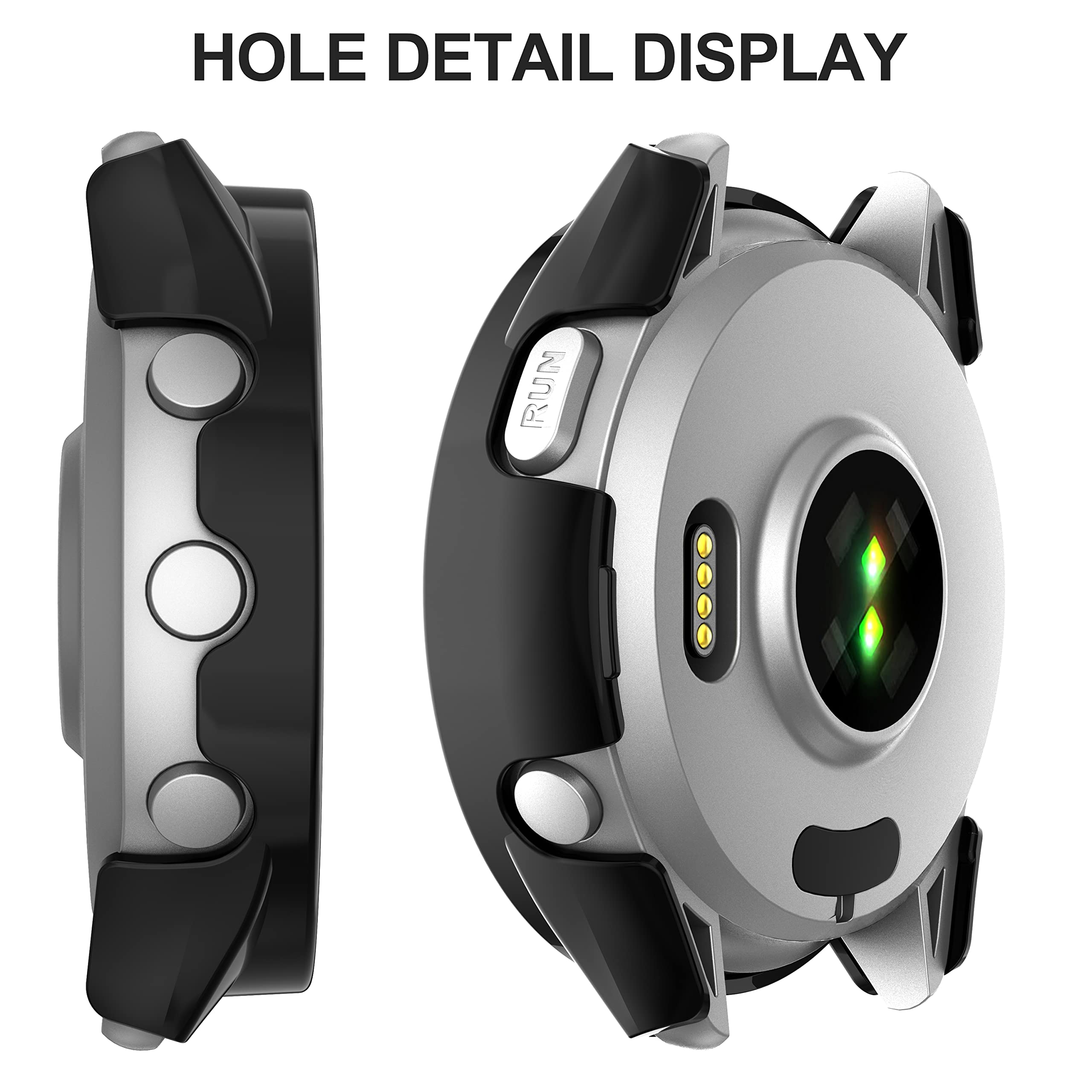 Suoman For Garmin Forerunner 265 Screen Protector Case, Ultra Thin Tempered Glass Full Coverage Case Cover For Garmin Forerunner