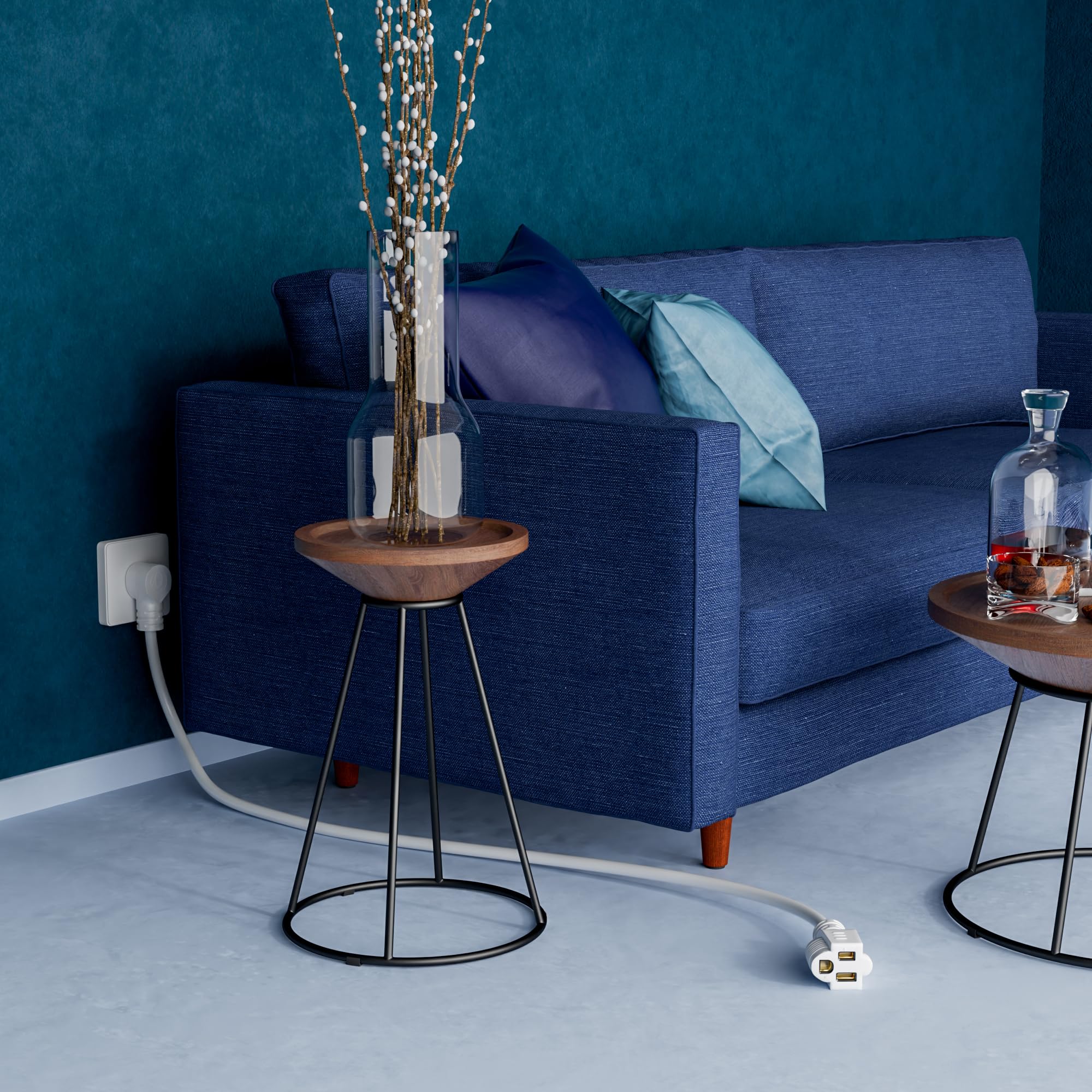 Extension Cord 15 Ft, 3 Prong Extension Power Cord, 90 Degree Right Angle Plug Design, 16/3 Gauge Flexible Cold, 13A 1625W 16Awg