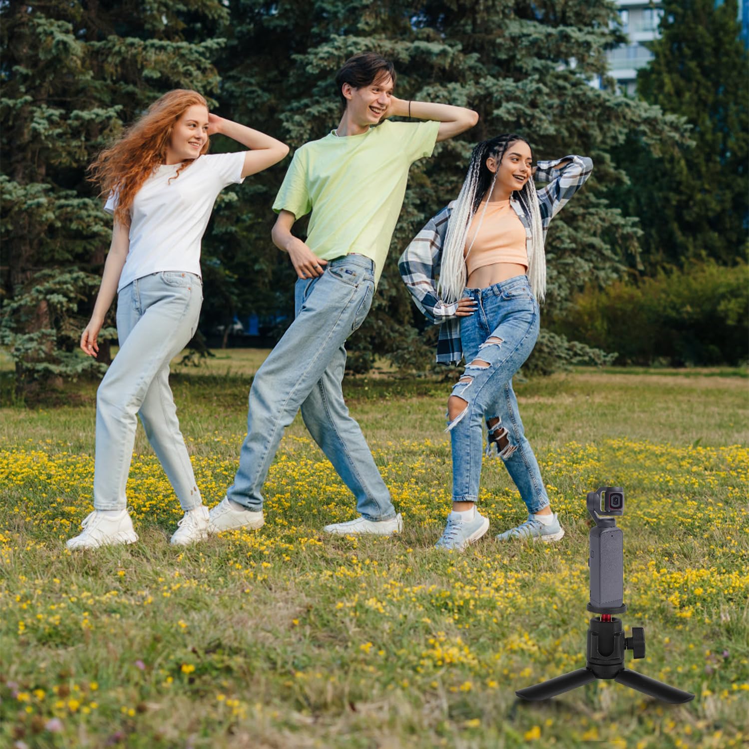 Mini Tripod For Dji Osmo Pocket 3 & 2, Portable Stand Black Mount Compatible With Osmo Pocket 3 & 2