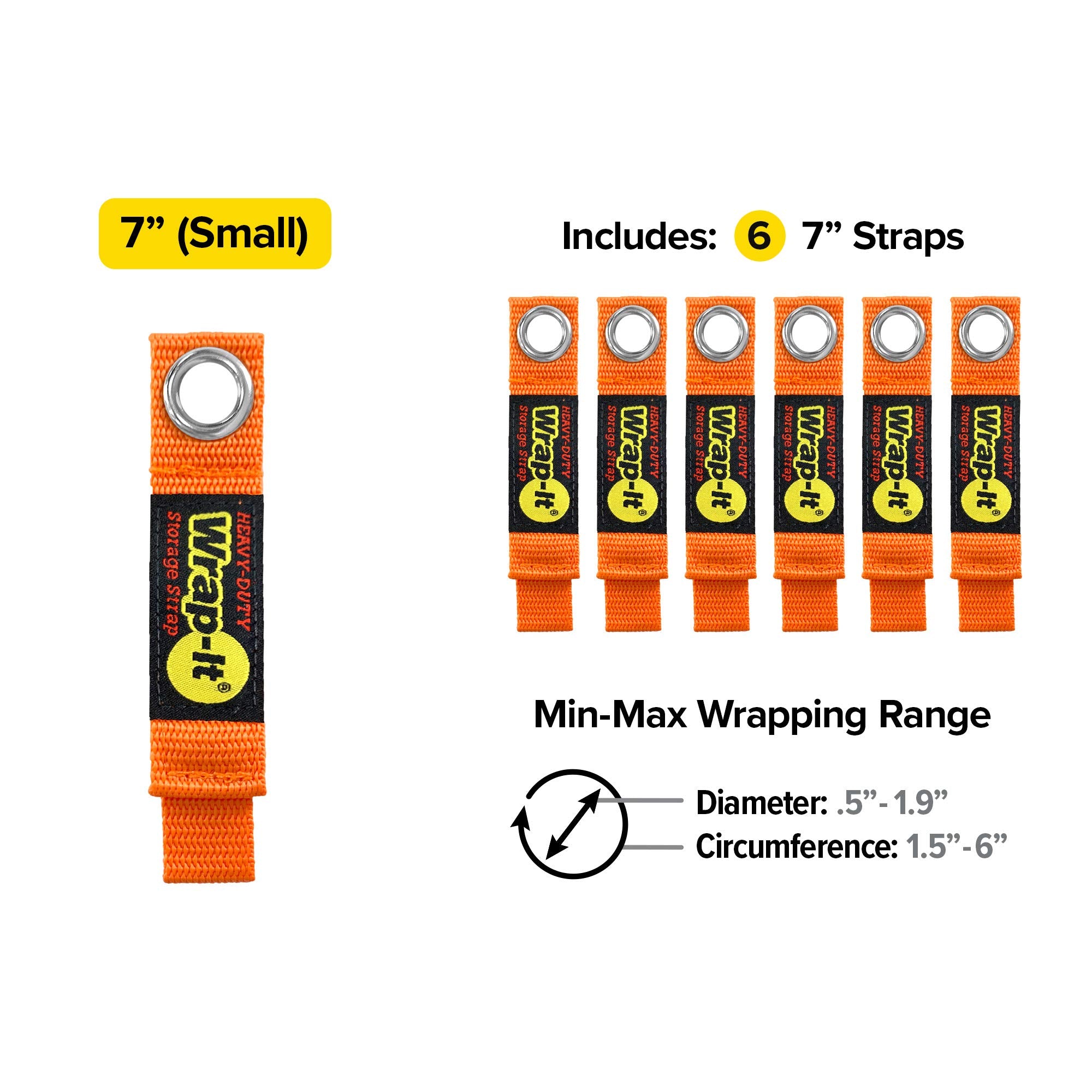 Heavy Duty Wrap It Storage Straps   7 Inch (6 Pack) Blaze Orange   Garage Organizer And Appliance Cord Holder For Home Storage E