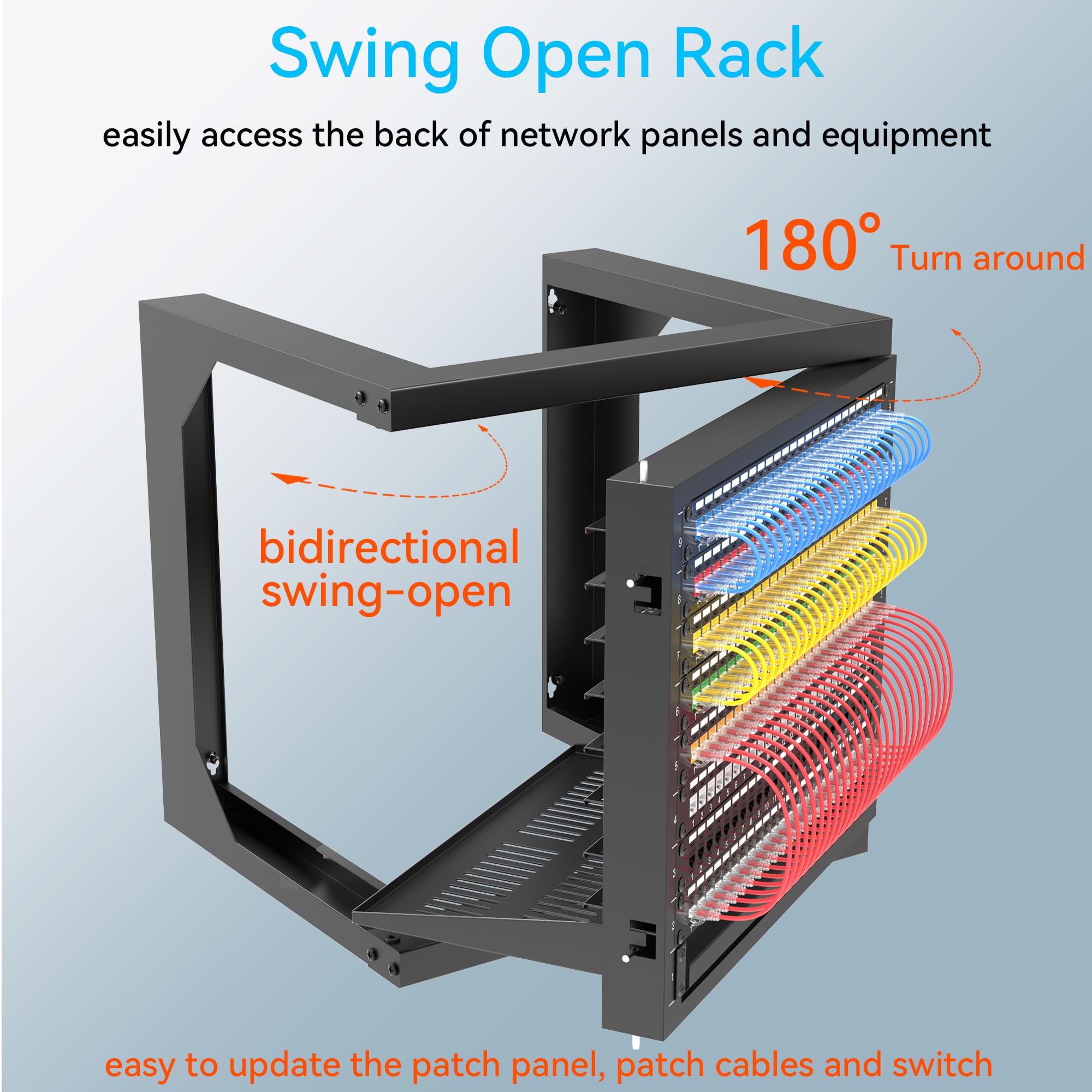 Server Rack Wall Mount 9U With Swing Open, Wall Mount Network Rack For 19 Inch Equipment, Computer Racks & Cabinets For Easy Acc