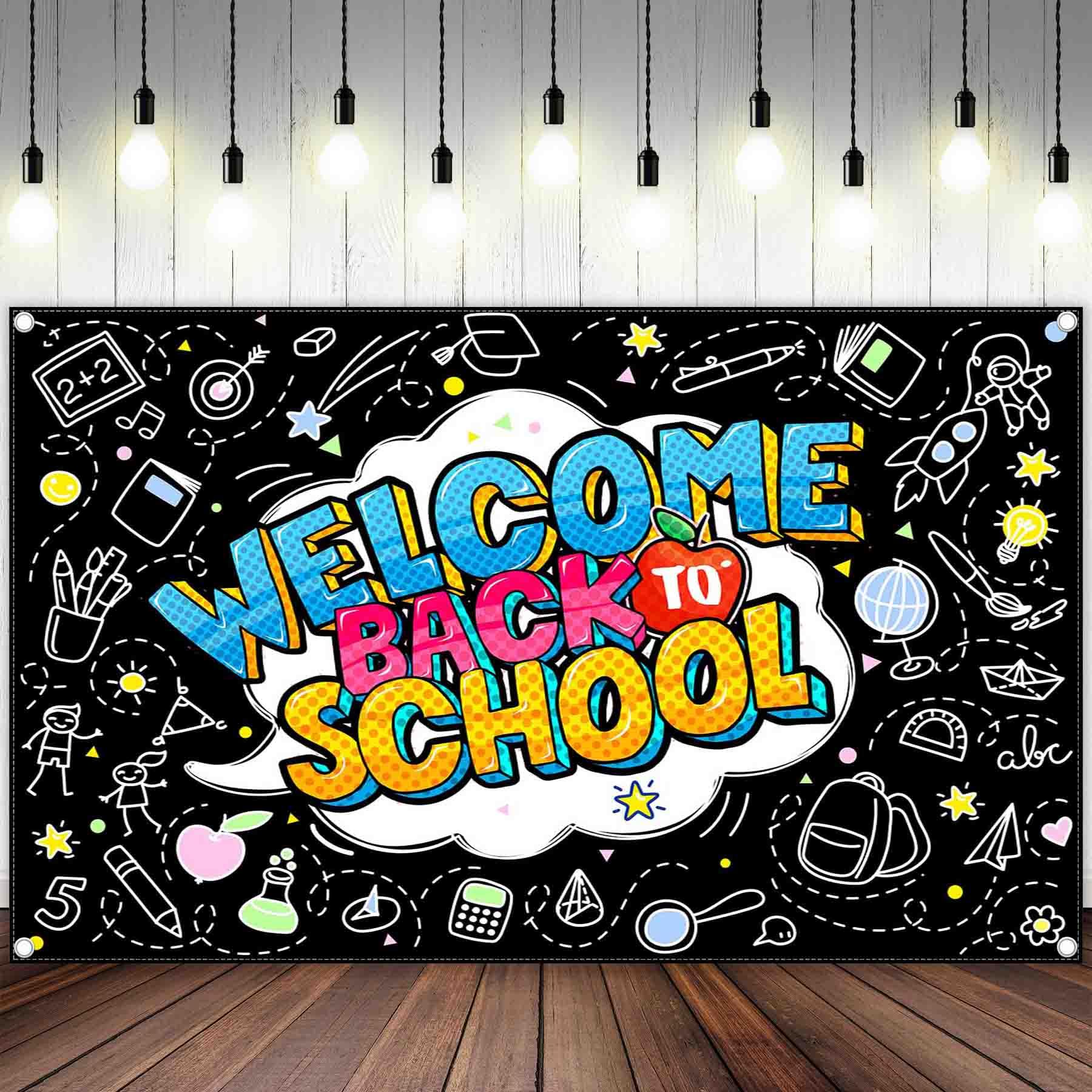 Zthmoe 72X43Inch Welcome Back To School Backdrop First Day Of Kindergarten Black Photography Background Teachers And Students Lu