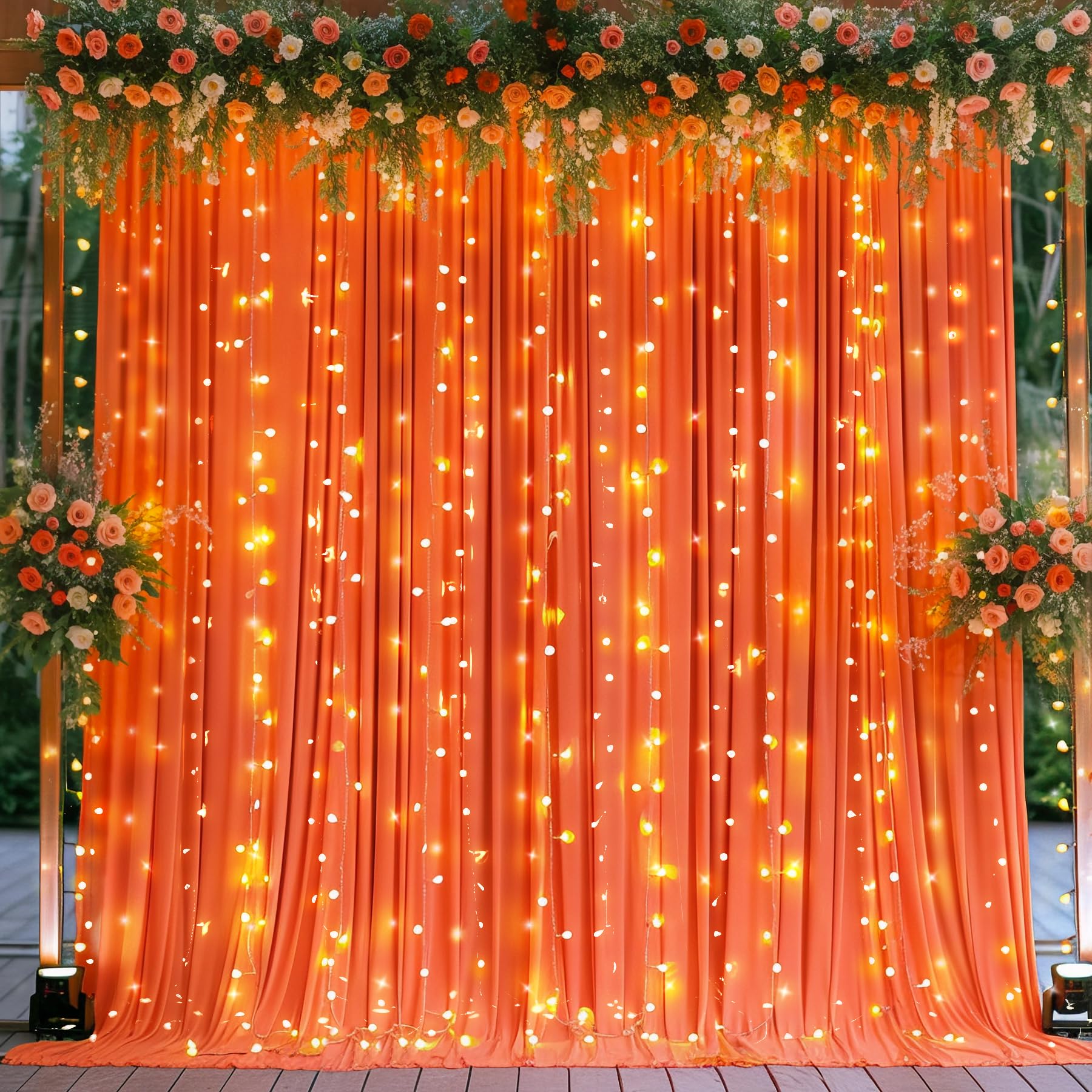 10X10 Orange Backdrop Curtain For Parties Wrinkle Free Orange Photo Curtains Backdrop Drapes Fabric Decoration For Wedding Birthday Party Baby Shower 5Ft X 10Ft,2 Panels
