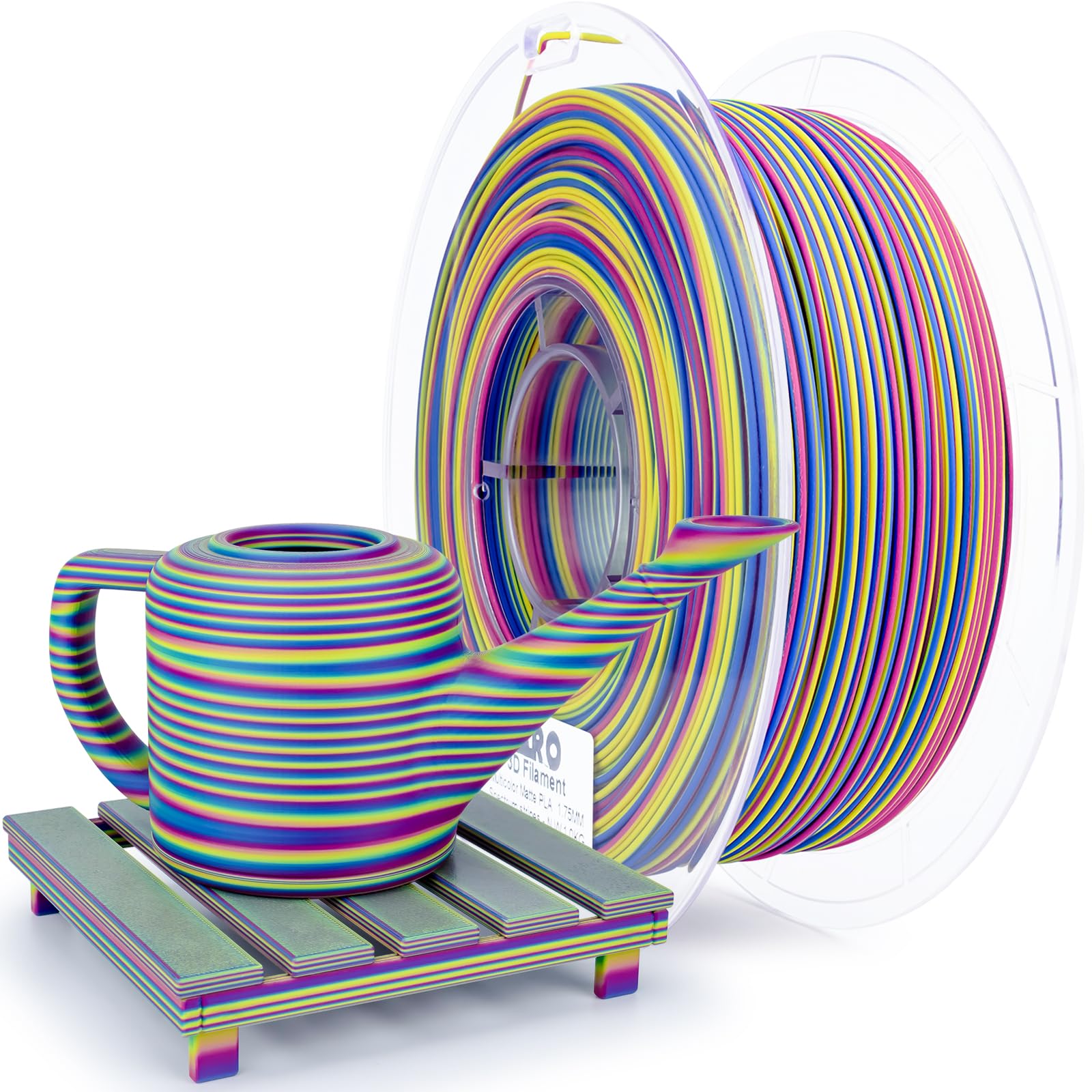 ZIRO Magic Dynamic Color Changing Filament 1.75mm, Fast Color Change Matte PLA Stripes Series, Fit Most FDM 3D Printer, 1KG Spoo