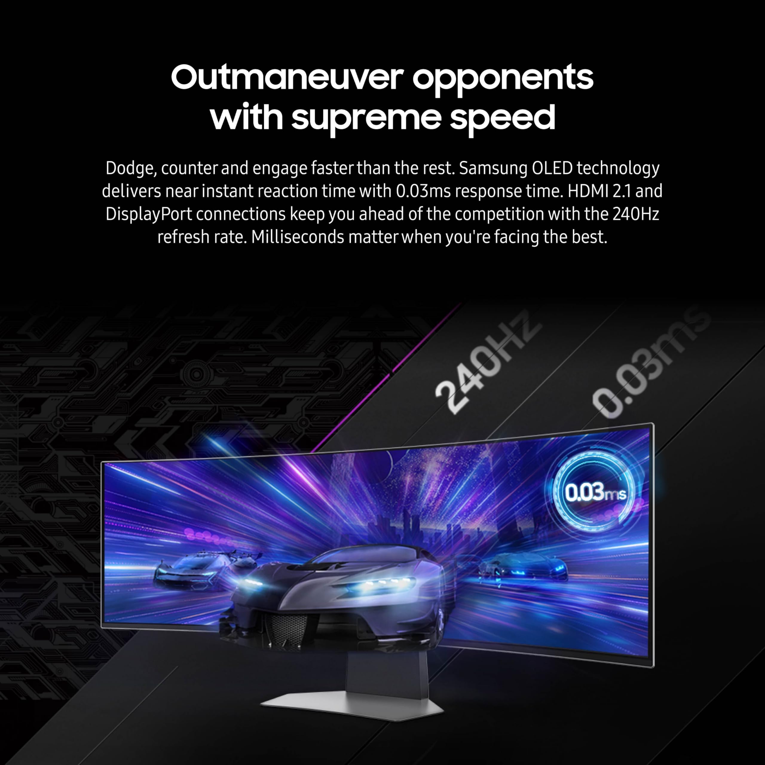 Samsung 49'' Odyssey Oled G9 (G95Sc) Series Curved Smart Gaming Monitor, 240Hz, 0.03Ms, G Sync Compatible, Dual Qhd, Neo Quantum