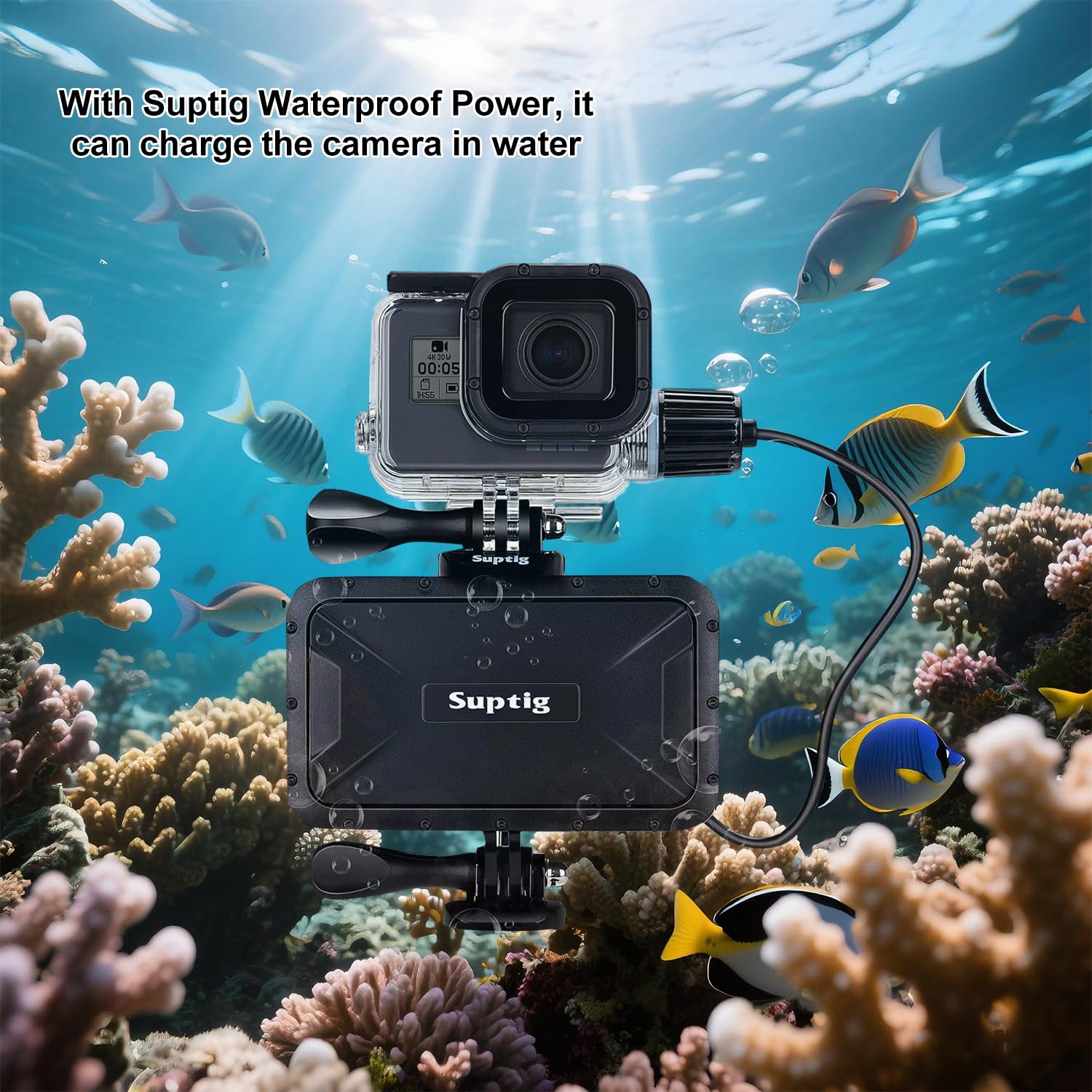 Suptig Replacement Waterproof Case Protective Housing Compatible For Gopro Hero 7 Black Hero 5 Gopro Hero 6 For Underwater Charg