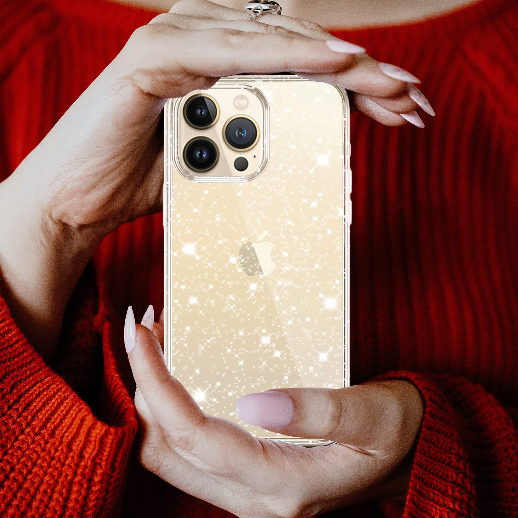 Jjgoo Compatible With Iphone 12 Pro Max Bling Glitter Sparkly Shockproof Anti Scratch & Shockproof Protective Phone Case Cover,