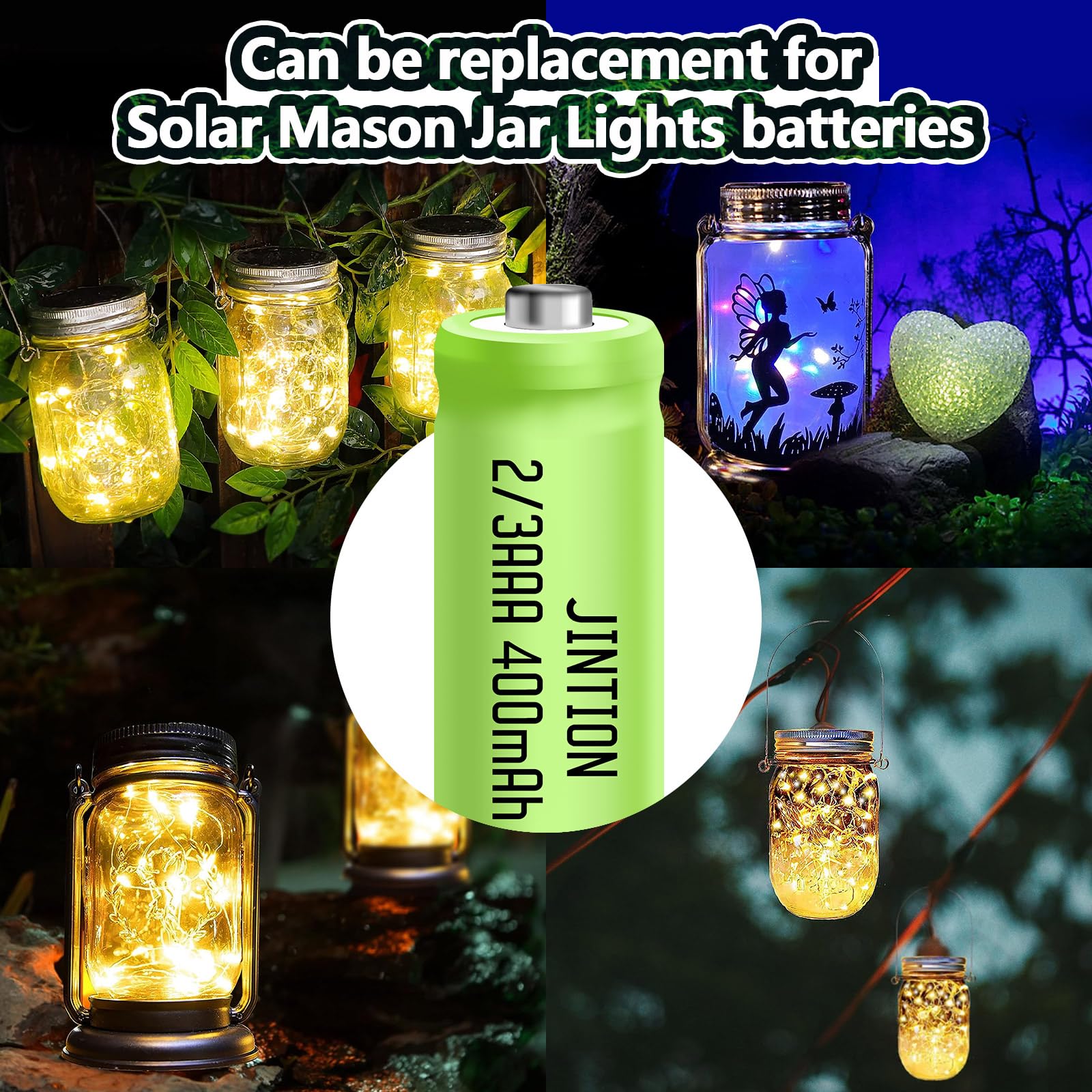 Jintion Nimh 2/3Aaa Rechargeable 2/3 Aaa Batteries 1.2V 400Mah Battery Button Top 5 Pack(They Are Not Aaa Size Batteries)