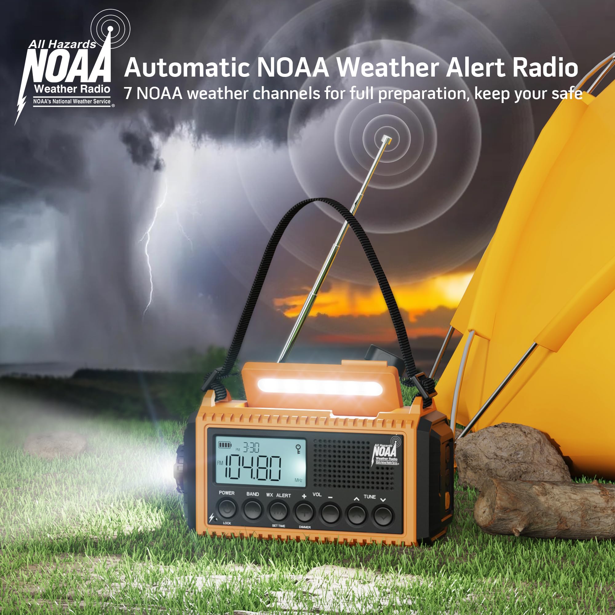 5000 Emergency Weather Radio With Am/Fm/Noaa/Sw, 5 Ways Powered Solar Hand Crank Alert Radio With Lcd Display&Sos, Portable Radi