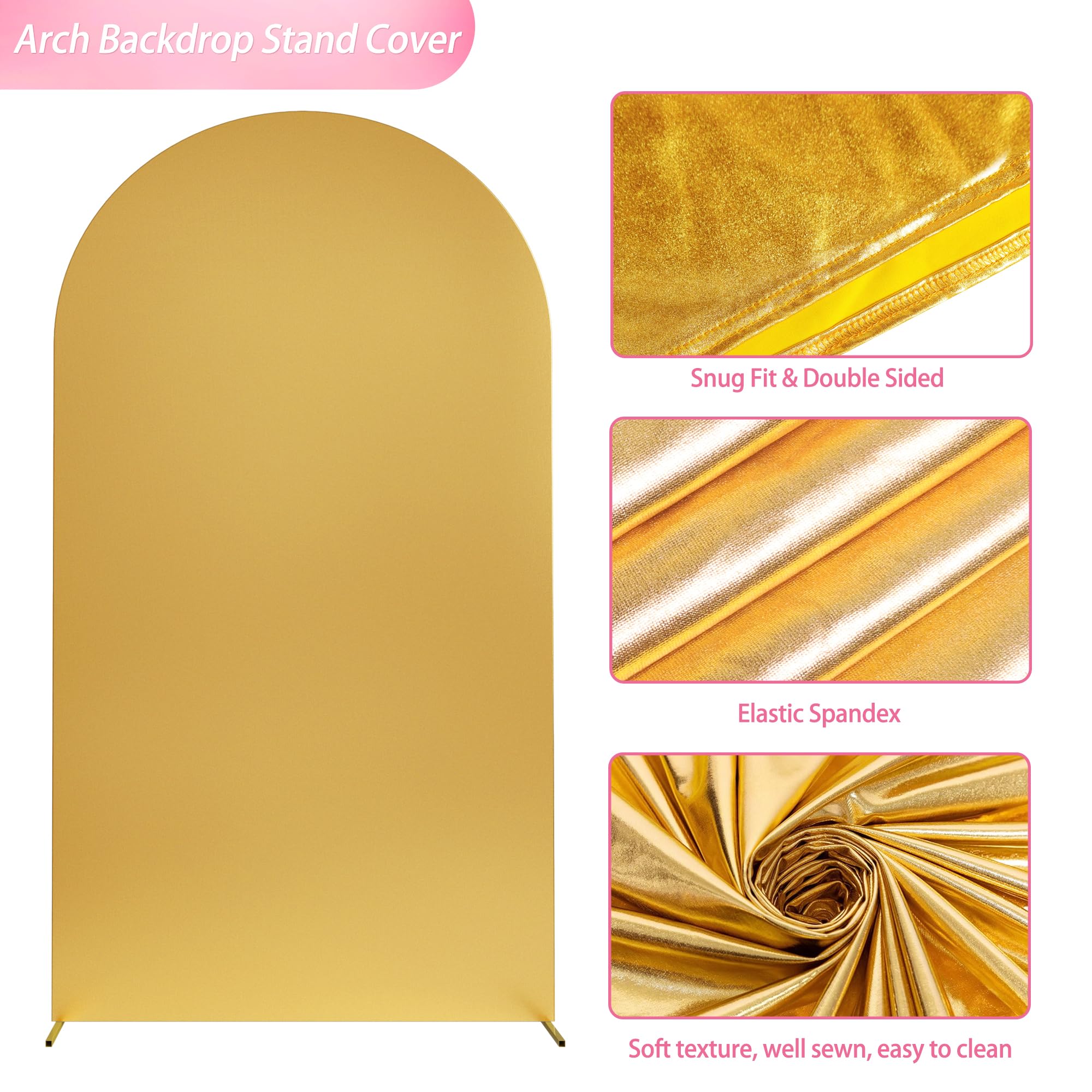 Wokceer Wedding Arch Cover 7.2Ft Spandex Fitted Wedding Arch Stand Covers Round Top Chiara Arch Backdrop Cover For Birthday Part