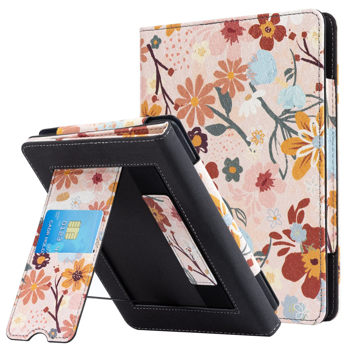 Cobak For Kindle Paperwhite Case With Stand - Durable Pu Leather Cover With Auto Sleep Wake, Hand Strap Feature - Fits Kindle Pa
