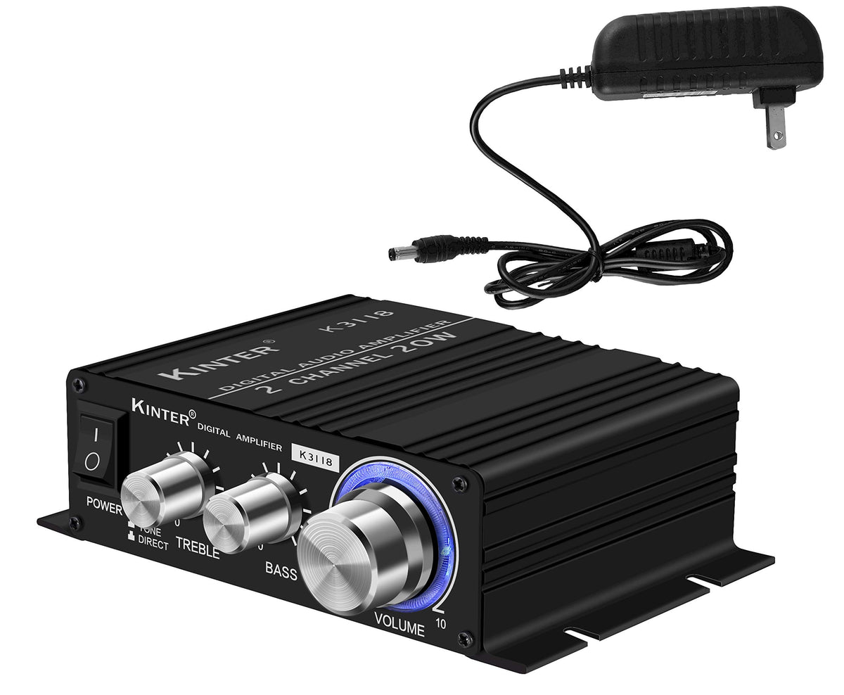 Kinter K3118 Texas Instruments Ti Digital Hi Fi Audio Mini Class D Home Auto Diy Arcade Stereo Amplifier With 12V 3A Power Supply Black