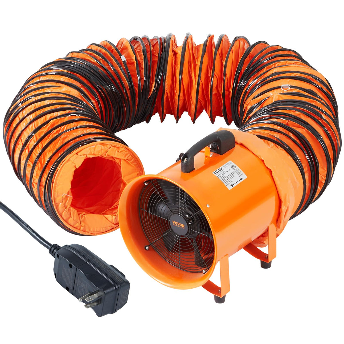 Vevor Portable Ventilator With Hose, 2 Speed, 10 Inch Utility Blower Exhaust Fan With 33Ft Flexible Duct, 350W 1948Cfm High Velo