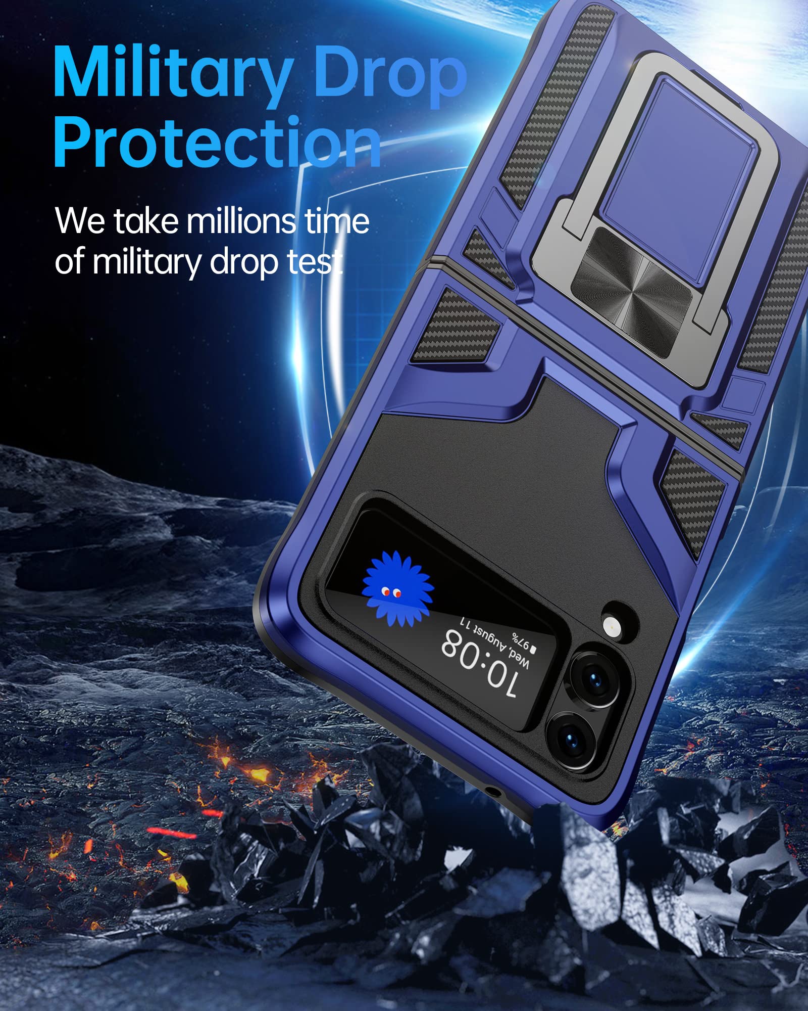 Ejgna For Galaxy Z Flip 4 Case With Kickstand, [Military Grade Drop Tested] Shockproof Phone Case Design For Samsung Galaxy Flip