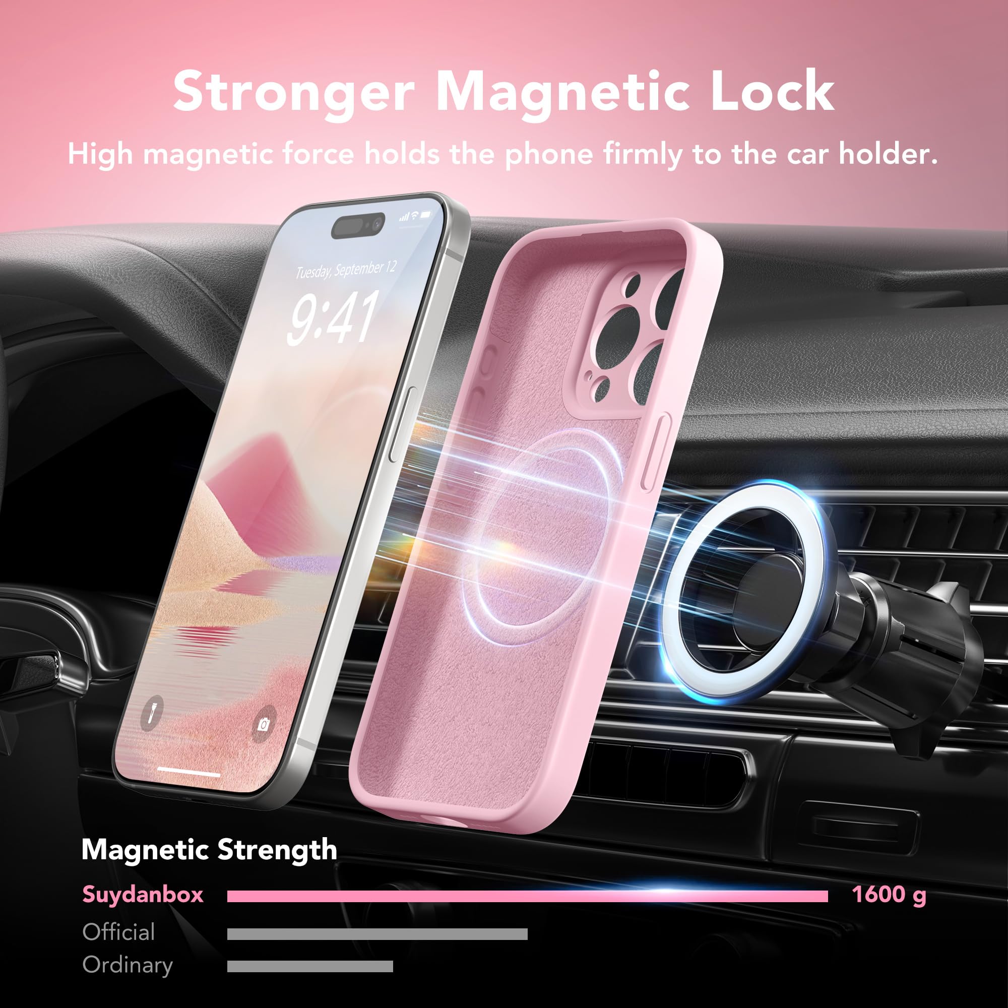 Suydanbox Magnetic For Iphone 15 Pro Case, Compatible With Magsafe, [Full Camera Protection][2 Screen Protectors] Silicone Shock