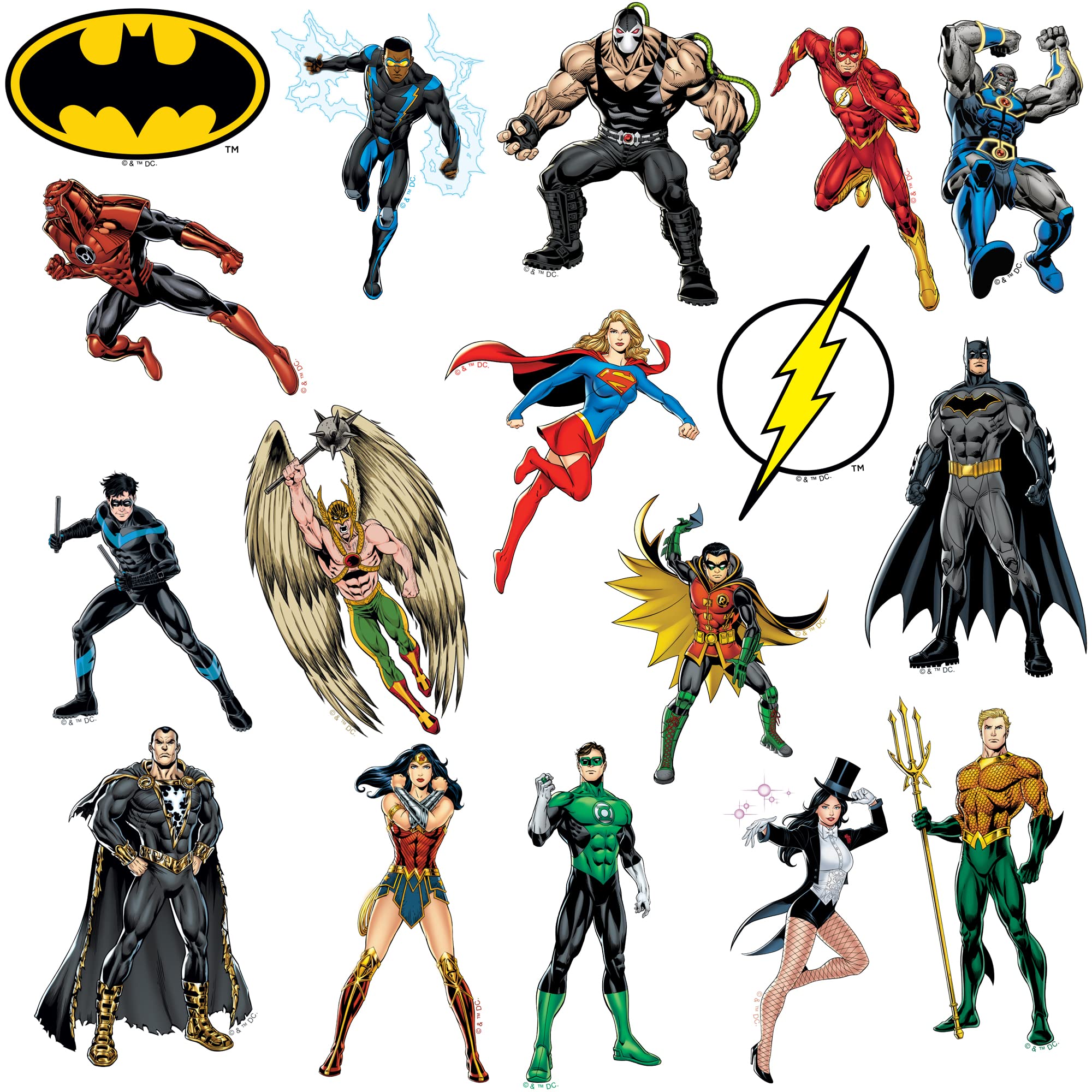 GRAPHICS & MORE Justice League Vinyl Stickers - 50ct Large Deluxe Pack for Laptop, Water Bottle, Scrapbooking, Indoor/Outdoor