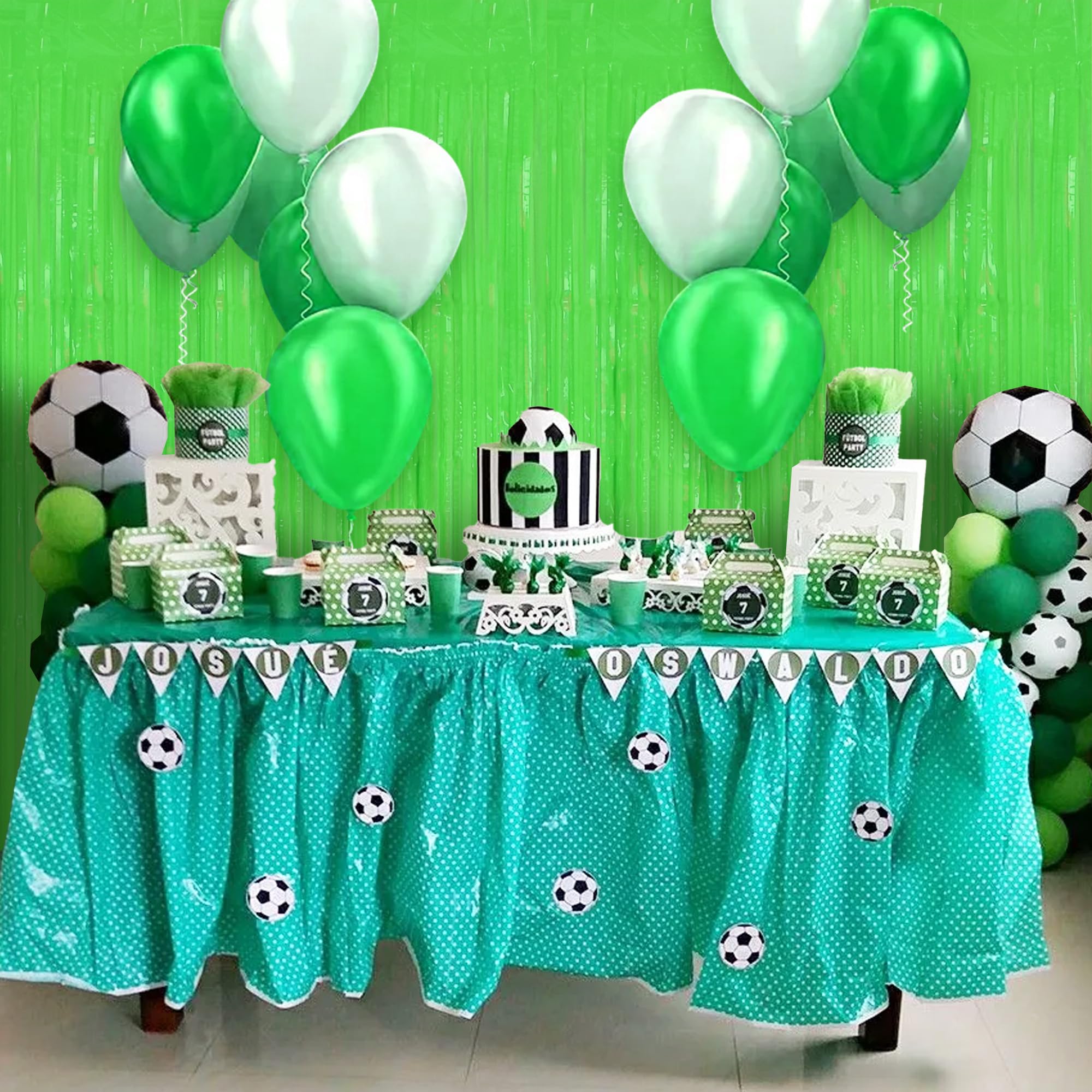 Beishida 2Pcs Green Door Streamer Fluorescent Blue Backdrop Blue Foil Fringe Curtains Tinsel For Birthday Baby Shower Halloween