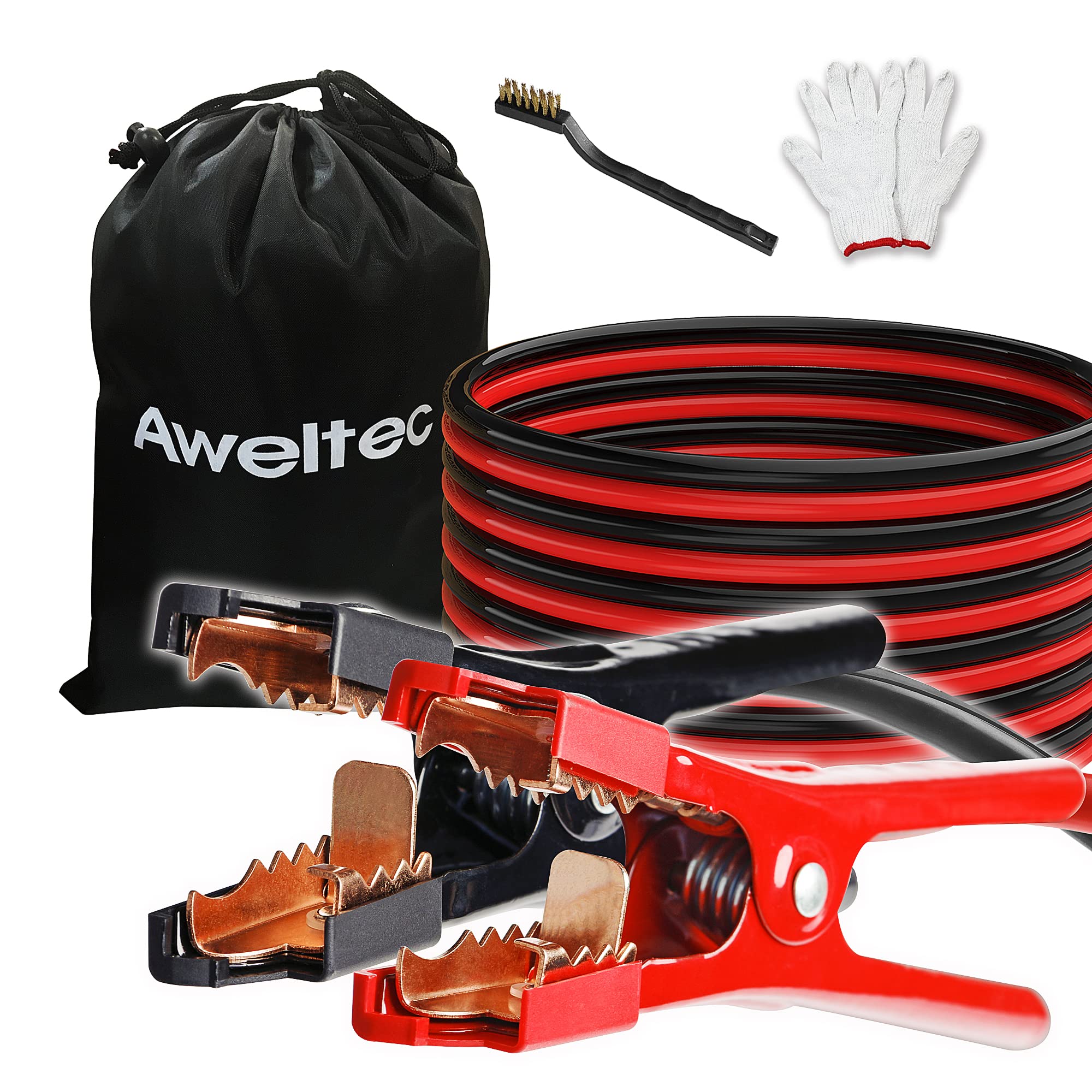 AWELTEC Jumper Cables 4 Gauge 25 Feet Battery Jumper Cables for Car -40? to 140? - Heavy Duty Booster Cables with Carry Bag, Saf