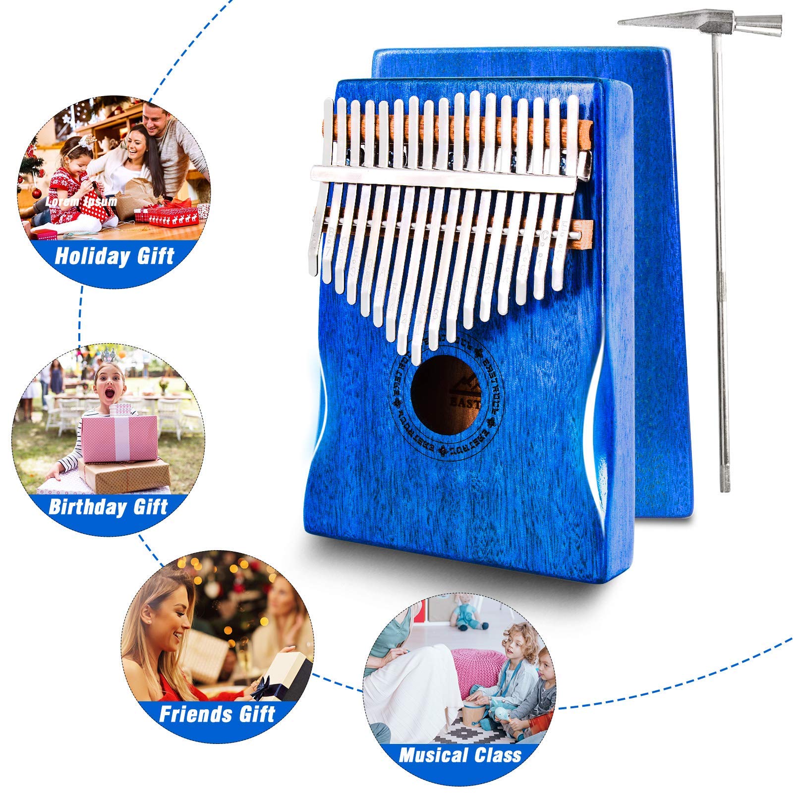 Eastrock Kalimba Thumb Piano 17 Keys Portable Mbira Finger Piano With Waterproof Protective Case Kalimba Gifts For Adults Beginn