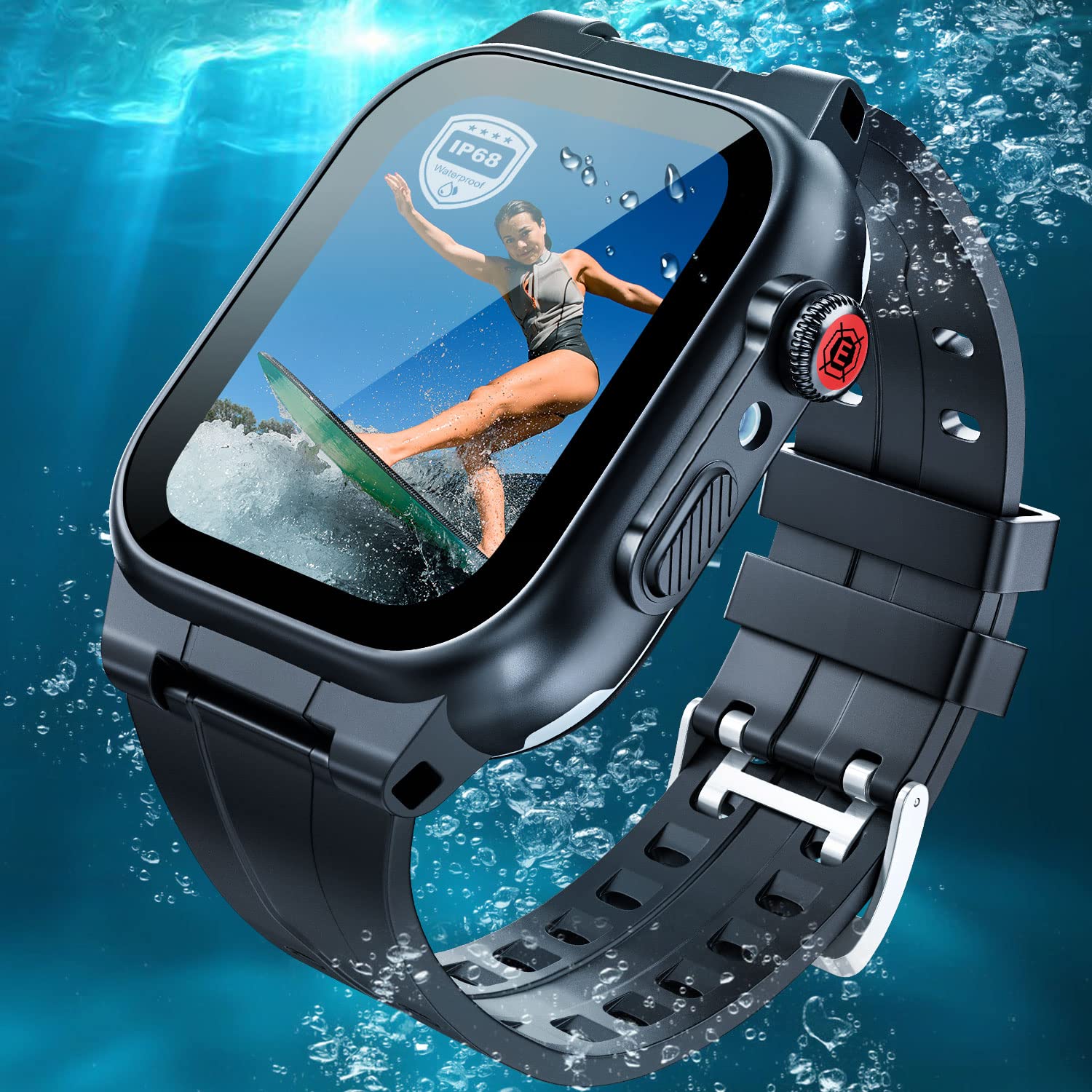 Effun Waterproof Case For Apple Watch 45Mm 44Mm 42Mm 41Mm 40Mm 38Mm With Band, Ip68 Waterproof Built In Screen Protector For App