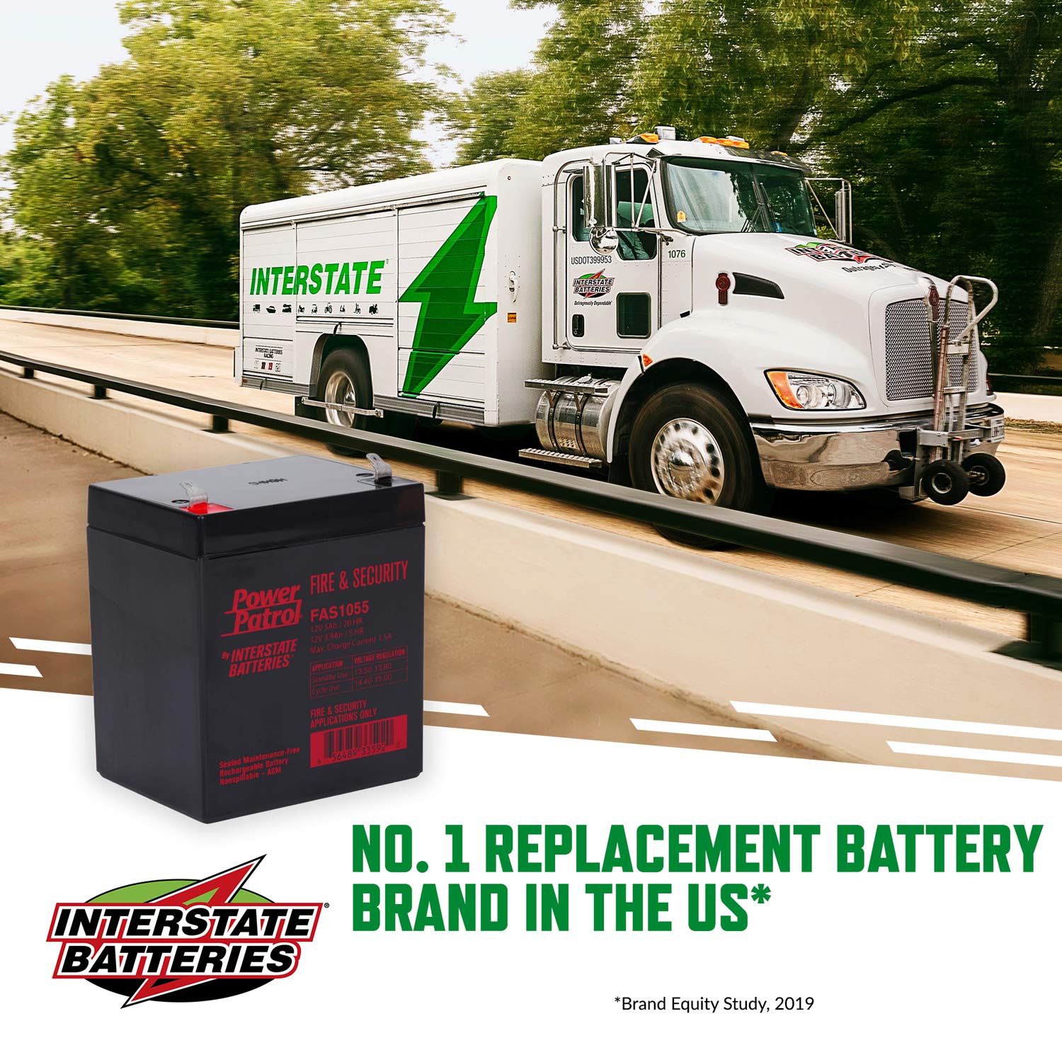 Interstate Batteries 12V 5Ah Fire & Security Battery   F1 Terminal, Sla Agm Vrla Power Patrol, Rechargeable Replacement For Fire