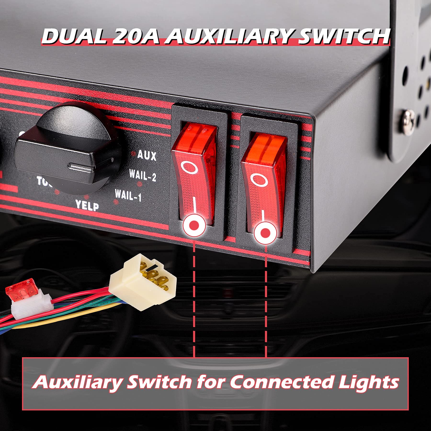 Smallfatw Police Siren 8 Tones Pa System 130Db 200 Watt, Heavy Duty Handheld Microphone, Dual 20A Auxiliary Switch, Emergency Si