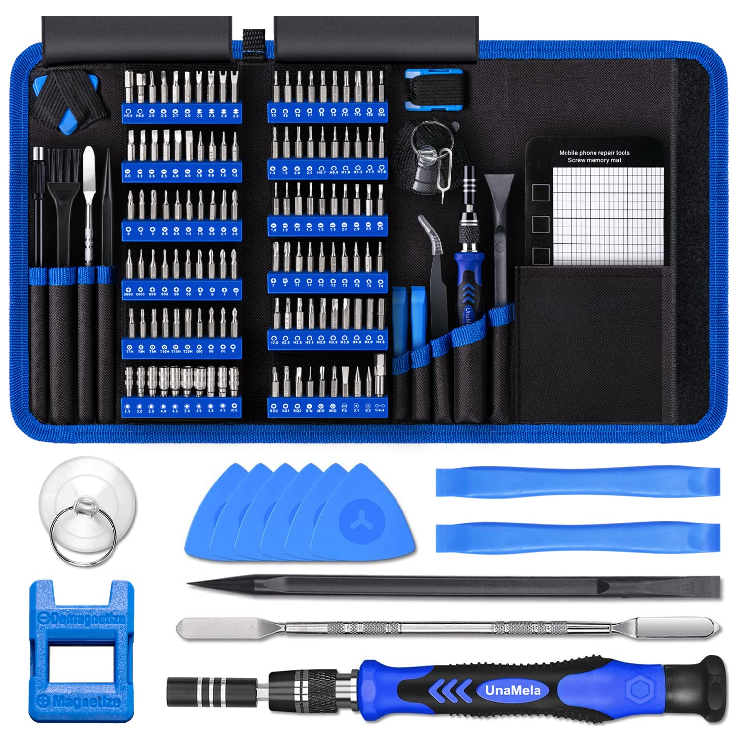 Precision Screwdriver Set, Unamela 139 In 1 Computer Repair Tool Kit, Magnetic Screwdriver Kit With 120 Bits Compatible For Pc B