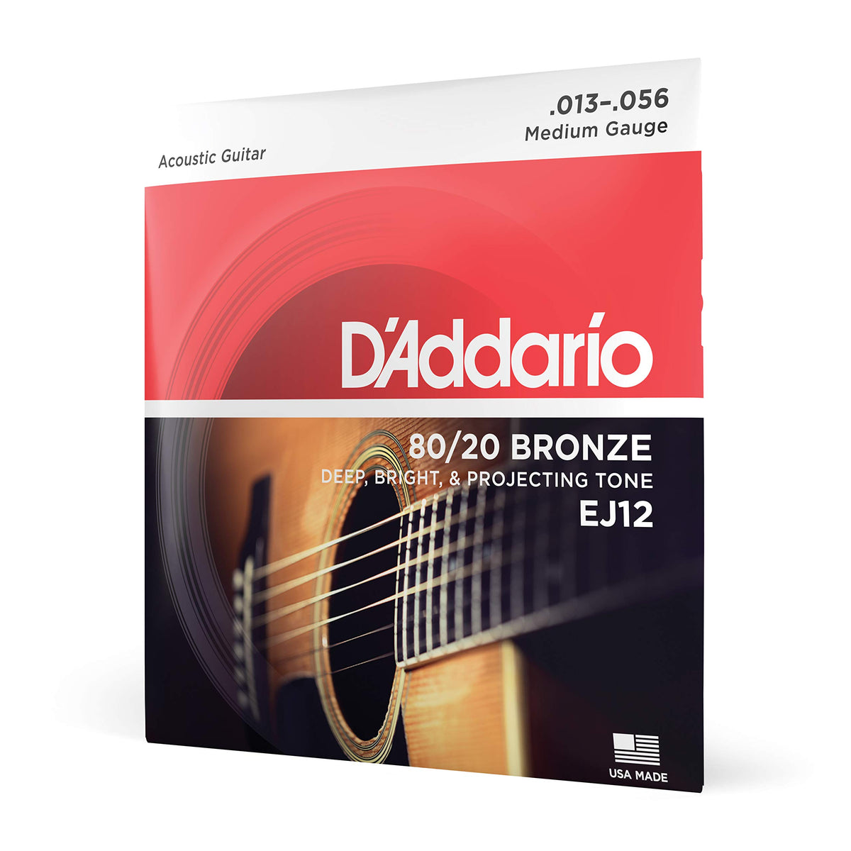 Daddario Guitar Strings   Acoustic Guitar Strings   8020 Bronze   For 6 String Guitar   Deep, Bright, Projecting Tone   Ej12   M