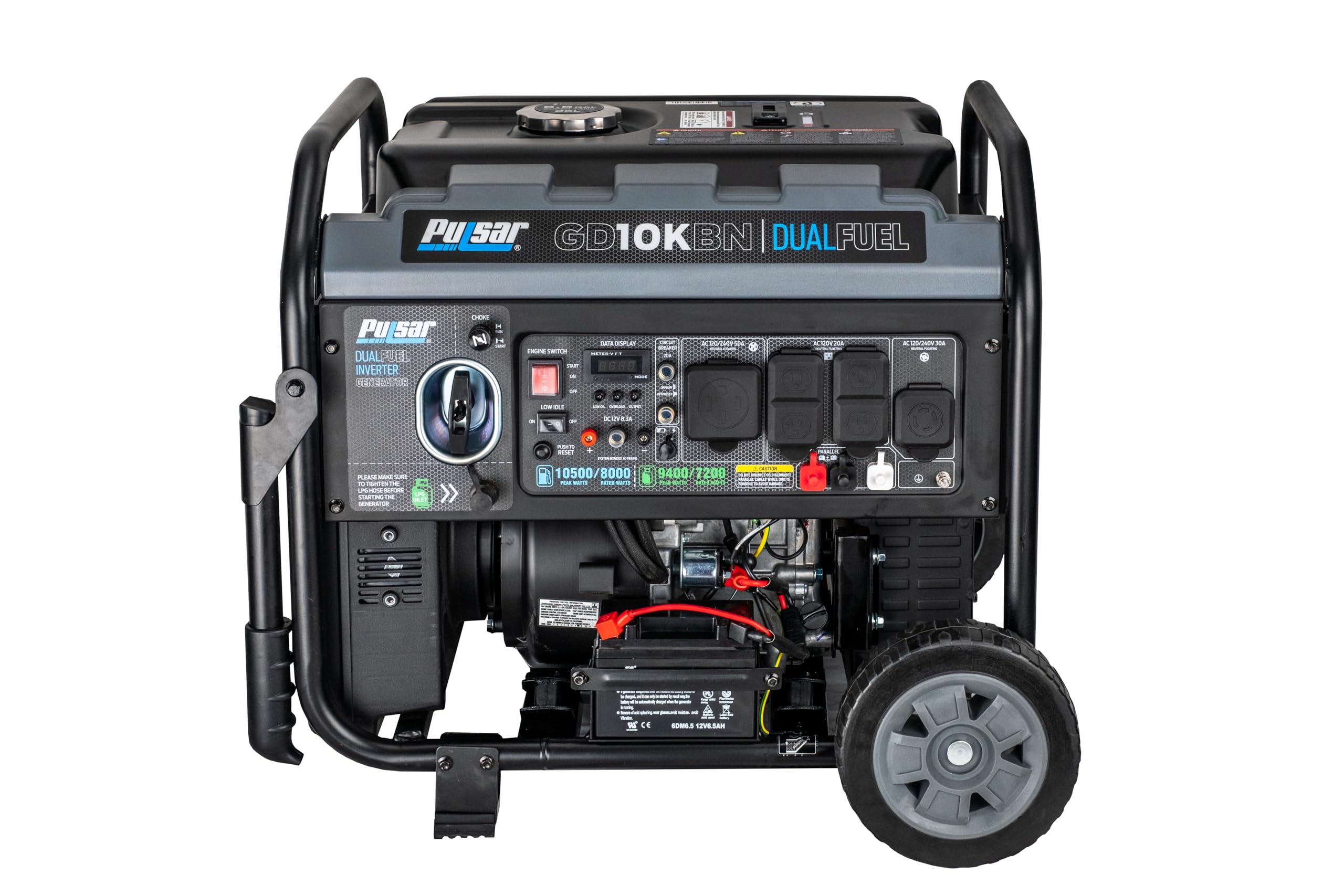 Pulsar 10500W Dual Fuel Portable Inverter Generator for Residential and Camping Use GD10KBN
