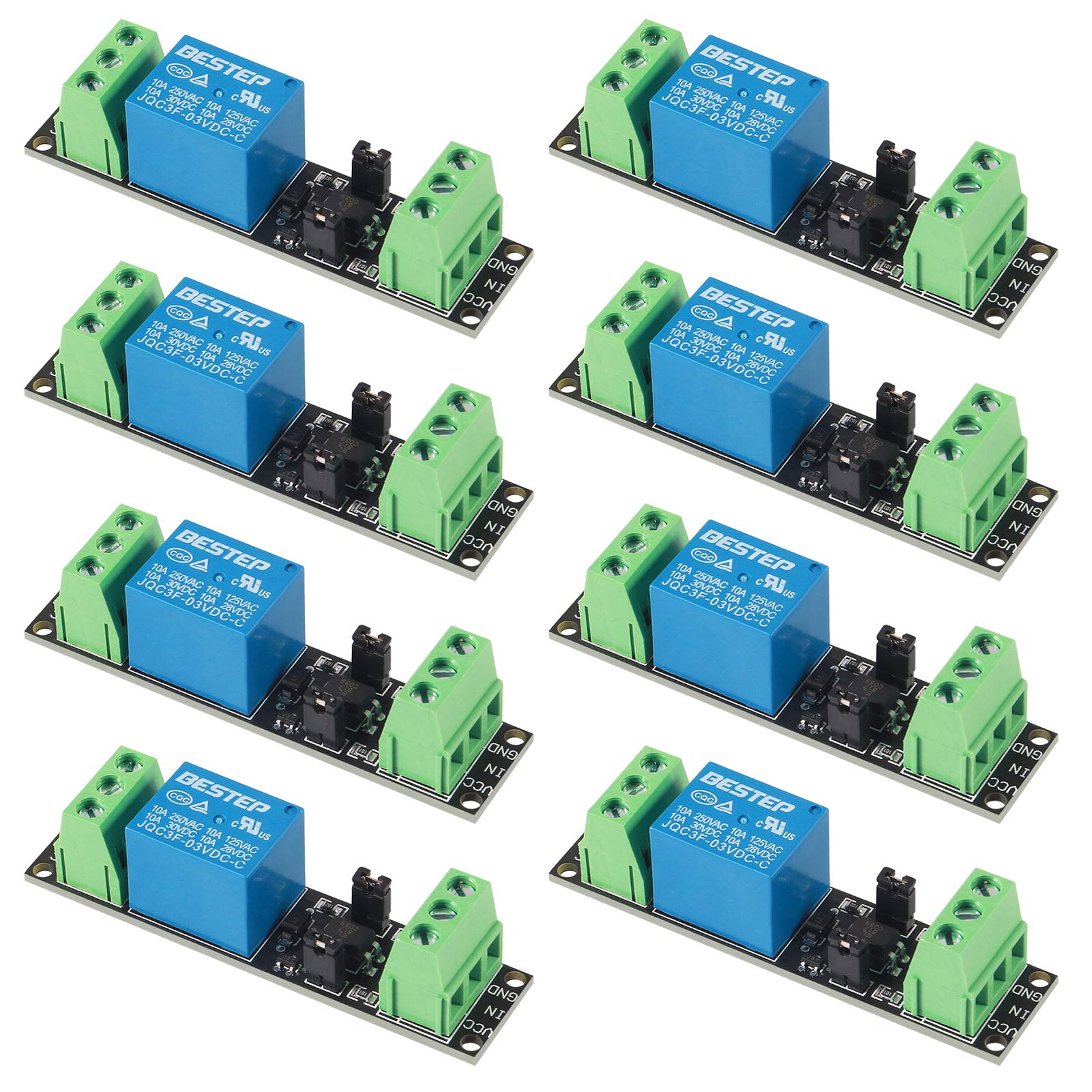 Aitrip 8 Pack 3V 1 Channel Relay Power Switch Module With Optocoupler Opto Isolation High Level Trigger For Iot Esp8266 Development Board