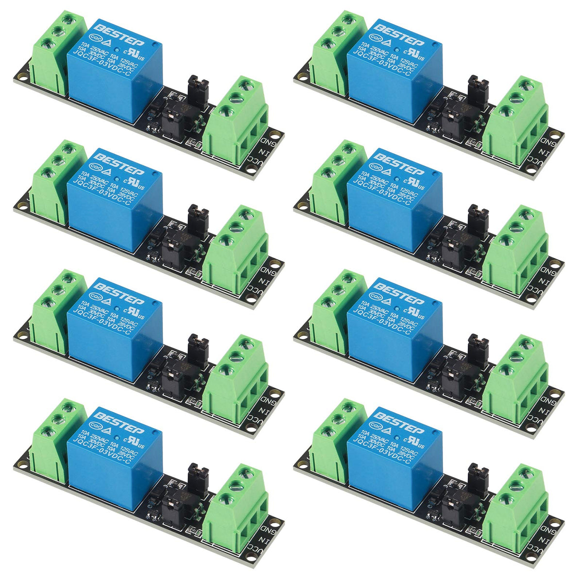 Aitrip 8 Pack 3V 1 Channel Relay Power Switch Module With Optocoupler Opto Isolation High Level Trigger For Iot Esp8266 Development Board