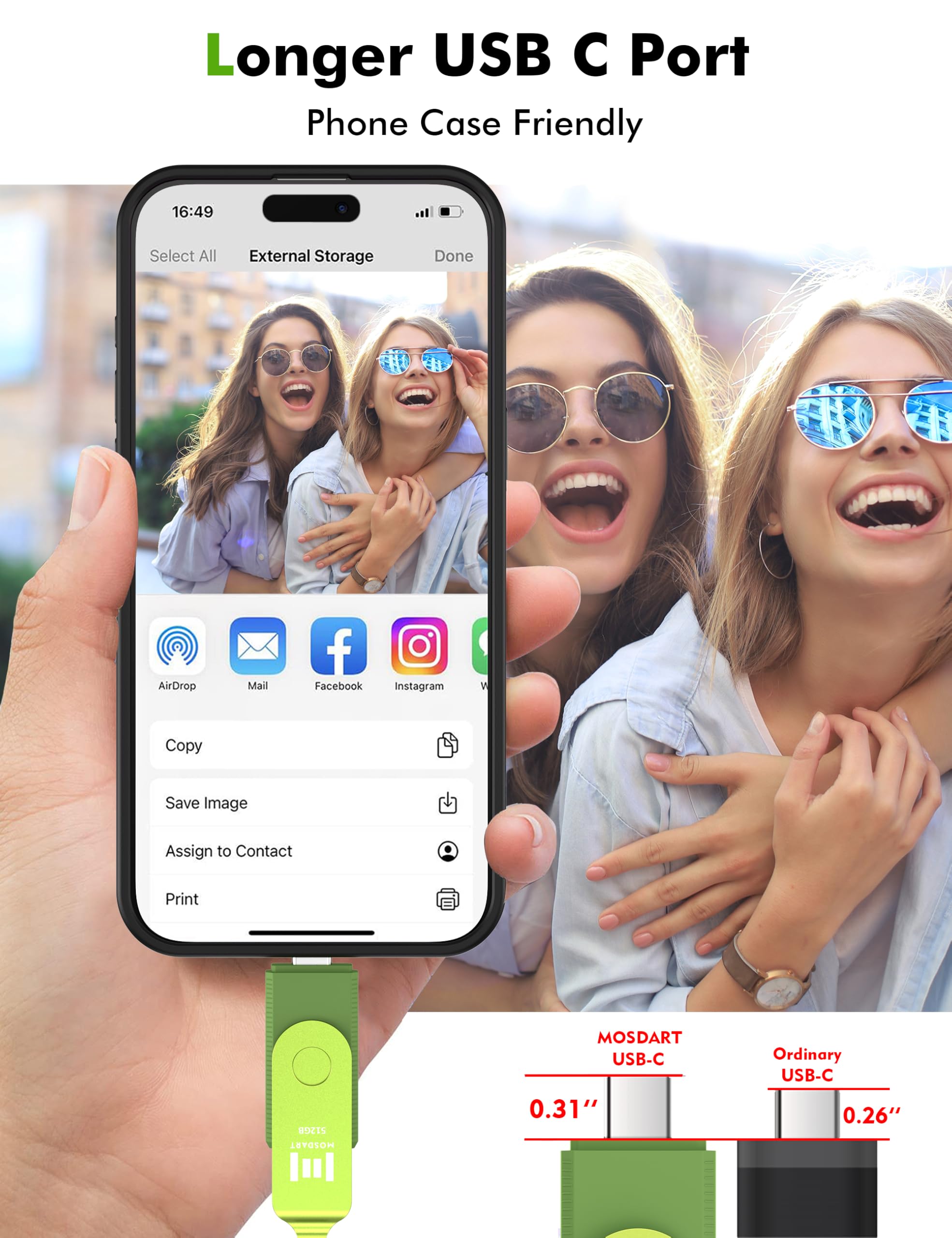 Mosdart 512Gb Usb C Dual Flash Drive Speed Up To 150Mb/S With Keychain   2 In 1 Otg Usb3.1 Type C Thumb Drive Memory Stick For U